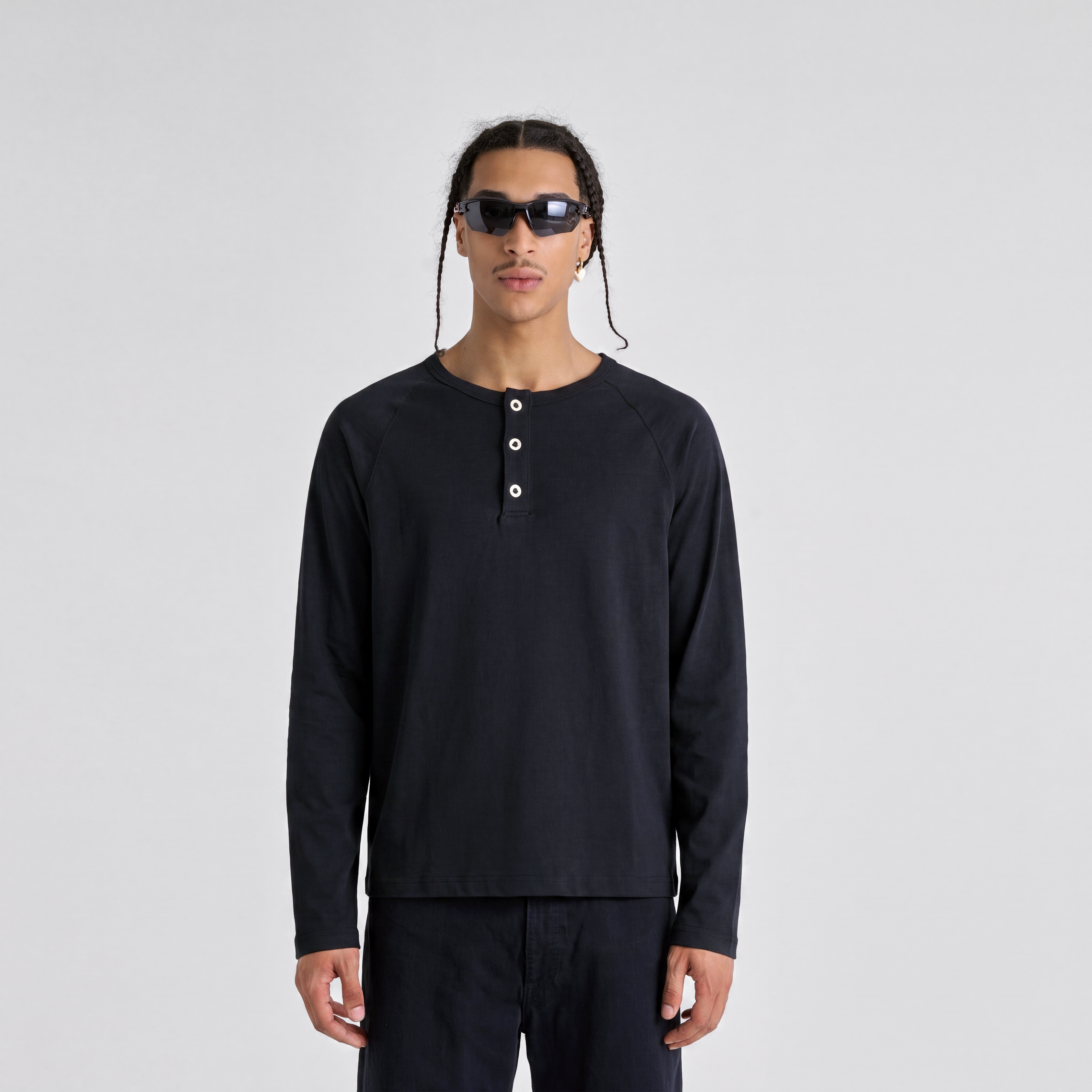 Henley Longsleeve - Jet Black