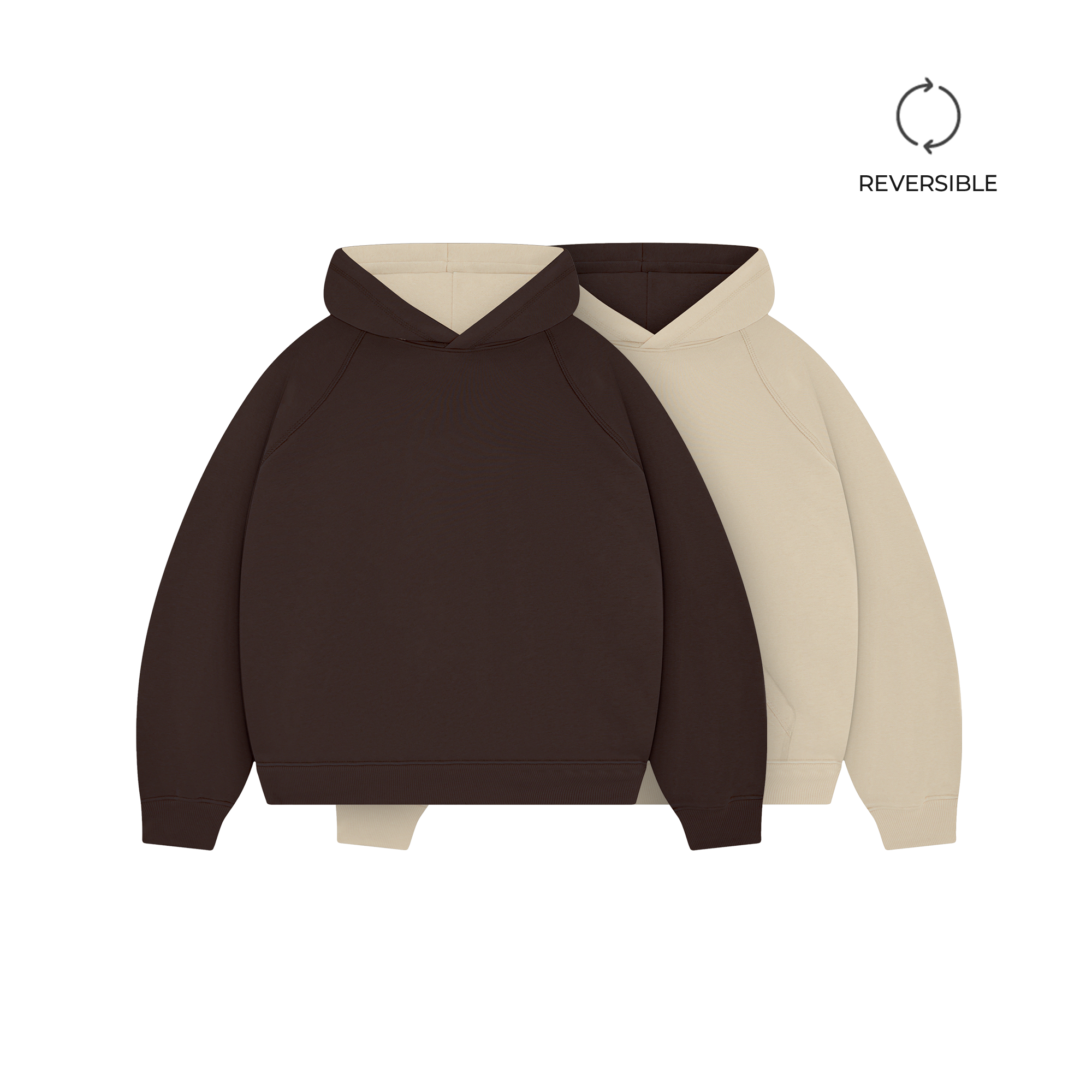 Mocha Brown & Soft Sand Double Face Hoodie