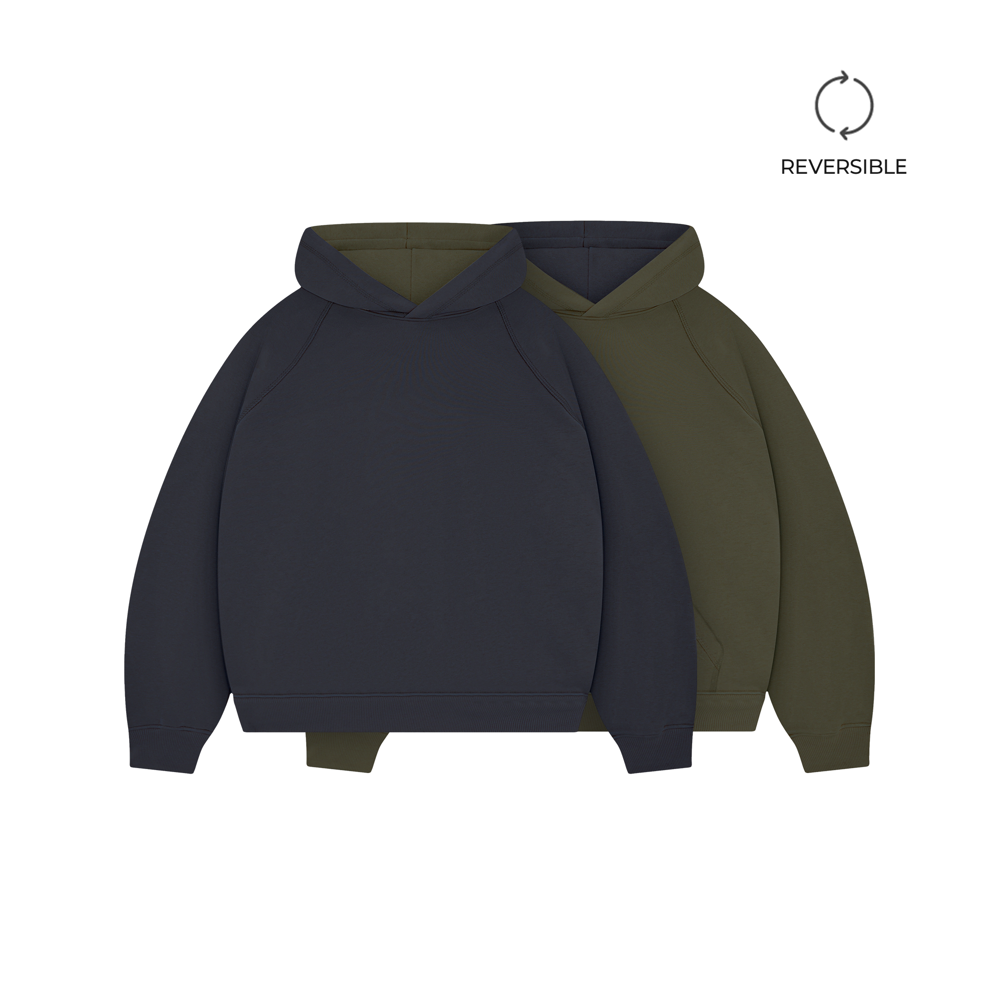 Anthracite & Military Green Double Face Hoodie