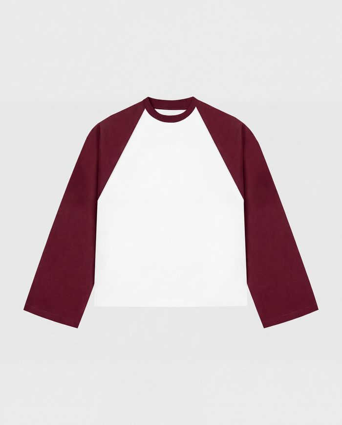 BASEBALL LONGSLEEVE - BURGUNDY/WHITE