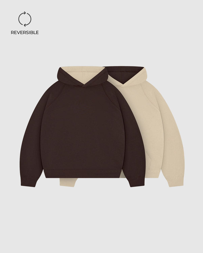 Mocha Brown & Soft Sand Double Face Hoodie