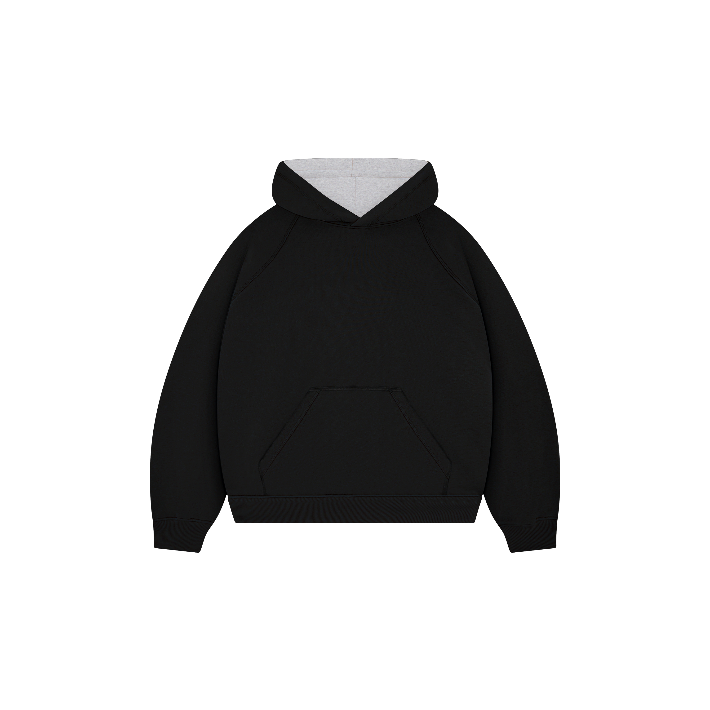 Jet Black & Gym Grey Double Face Hoodie