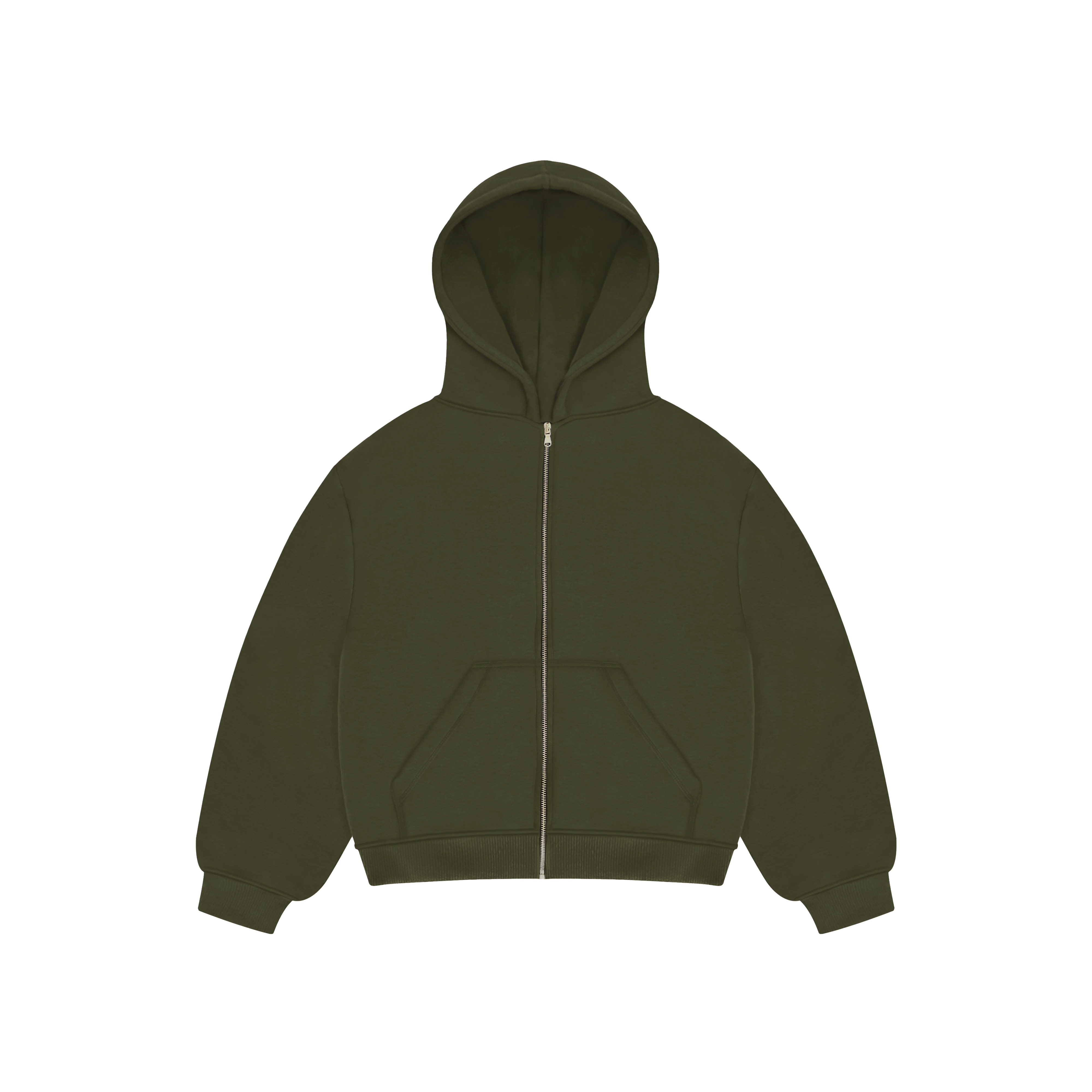 Military Green Bulk Zip Hoodie