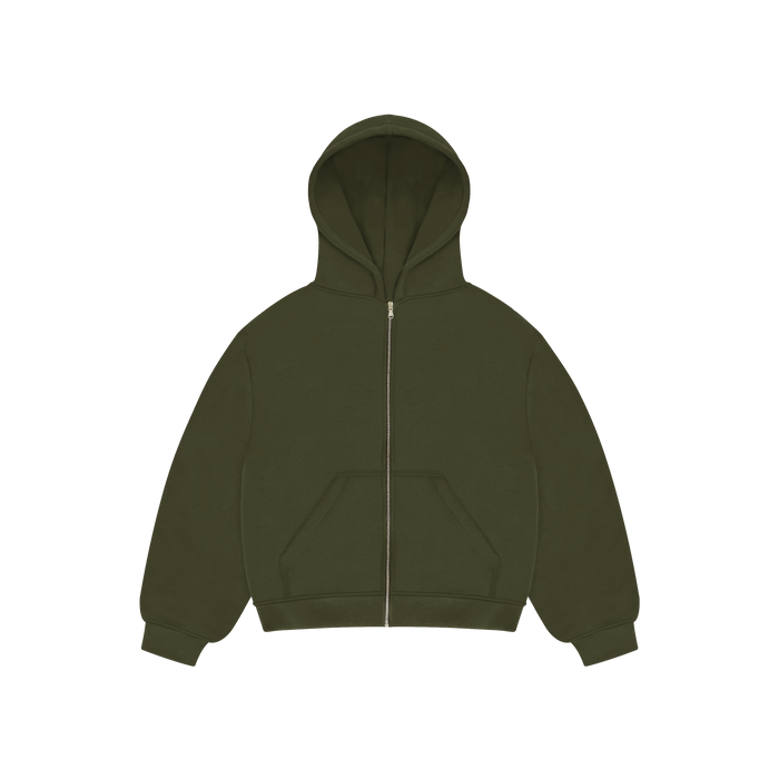 Military Green Bulk Zip Hoodie