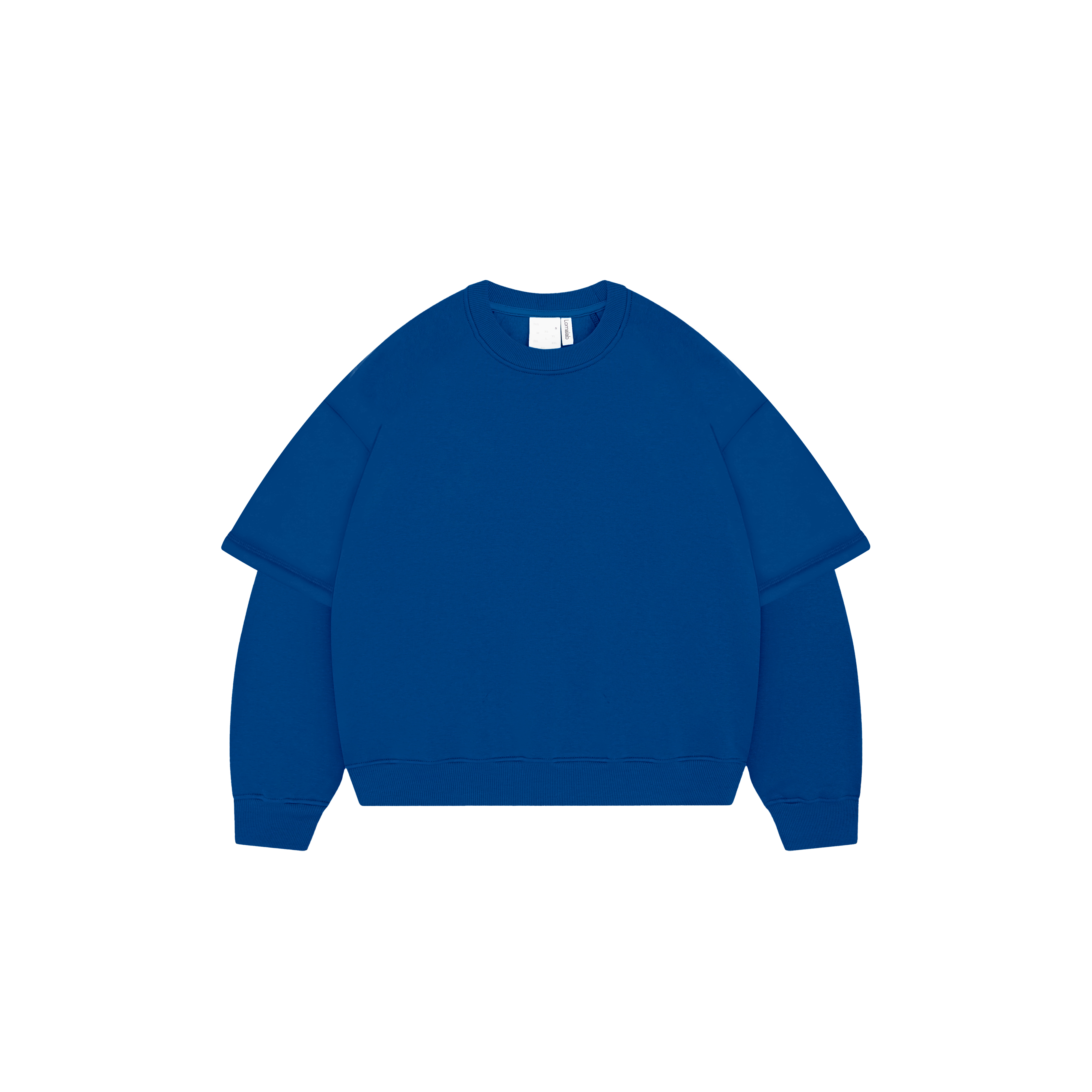 Maglia girocollo a doppia manica blu reale