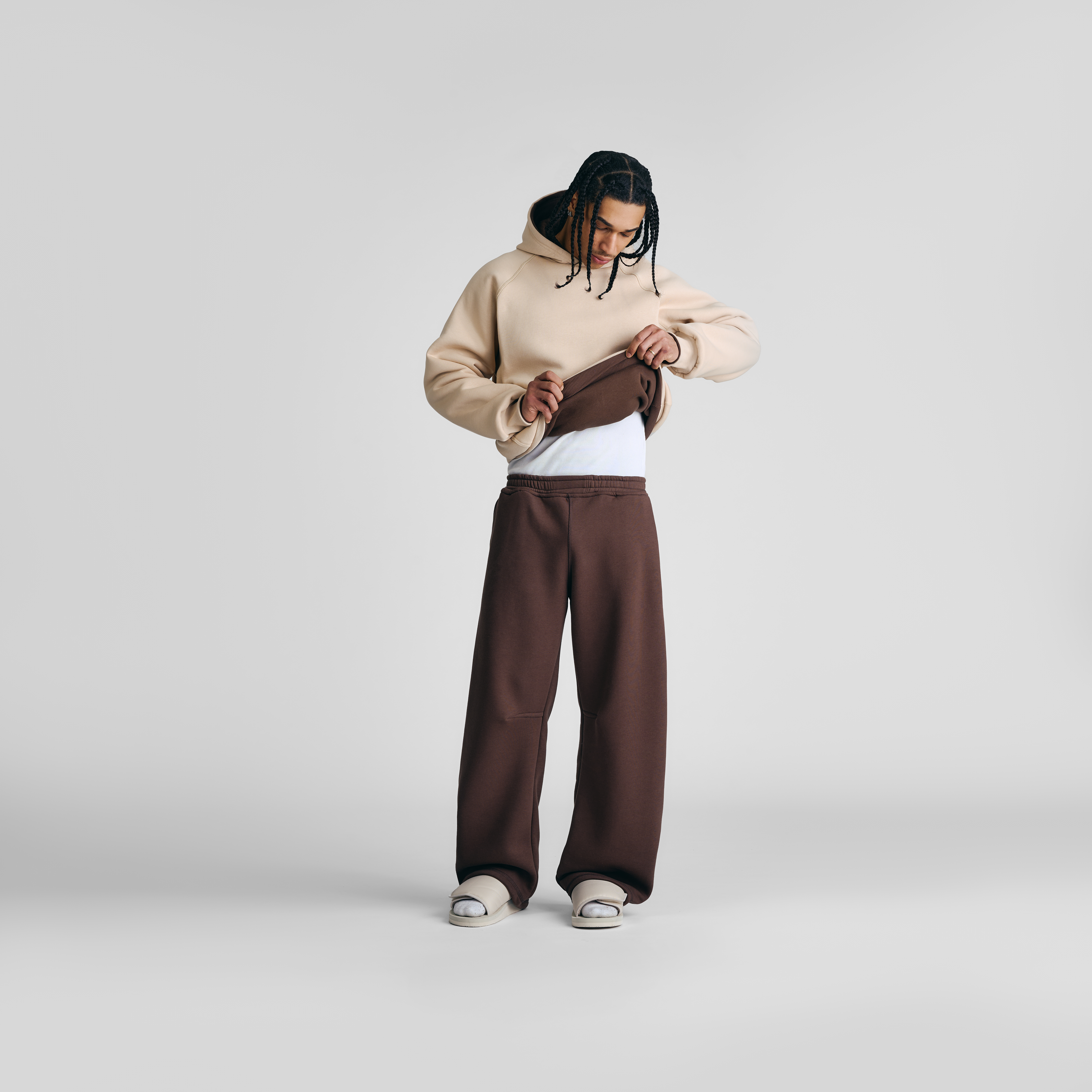 Mocha Brown & Soft Sand Double Face Hoodie