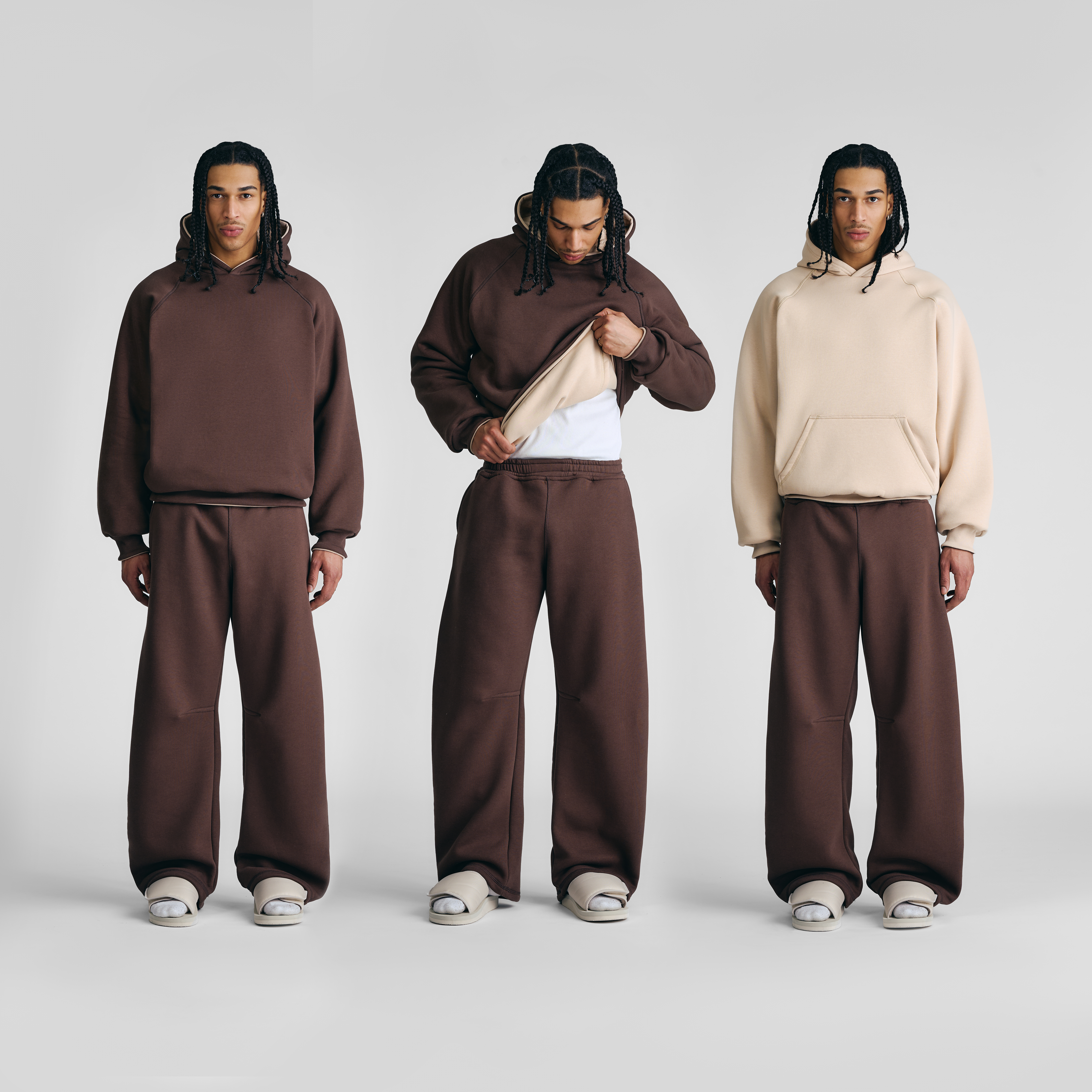 Mocha Brown & Soft Sand Double Face Hoodie