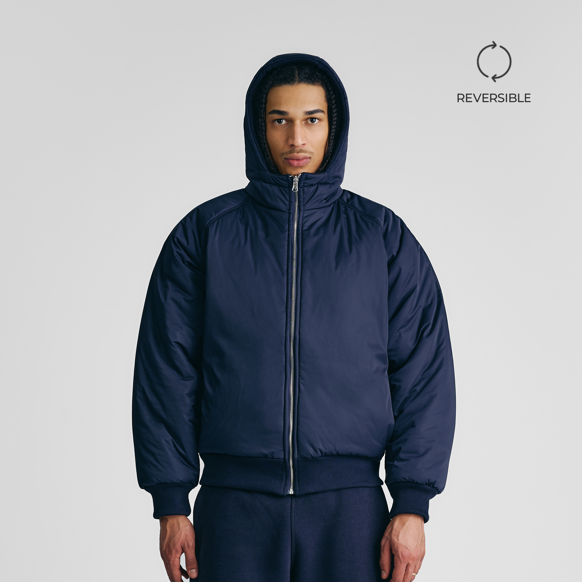 Giacca imbottita con cappuccio 2 in 1 blu navy