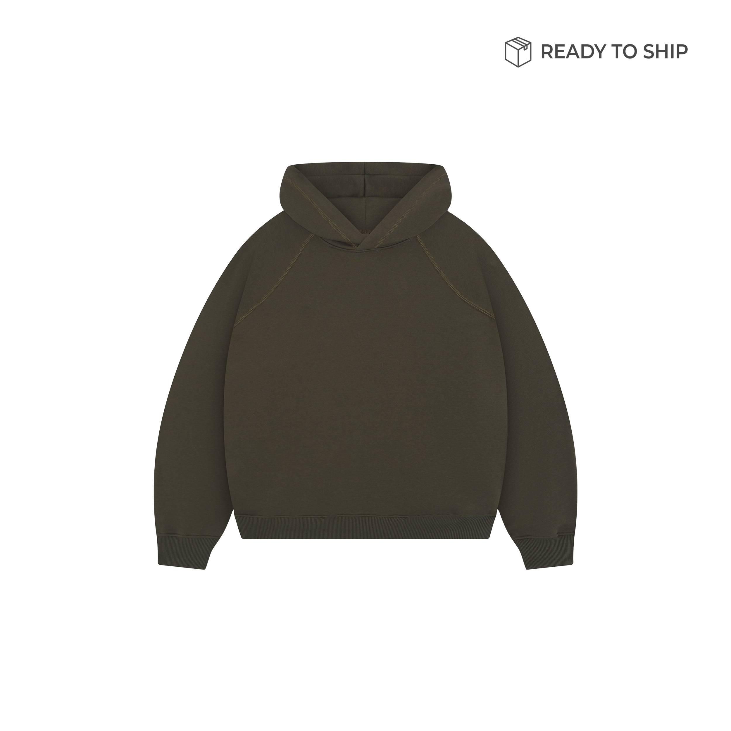 Felpa con cappuccio verde militare Premium da 500 g/m²