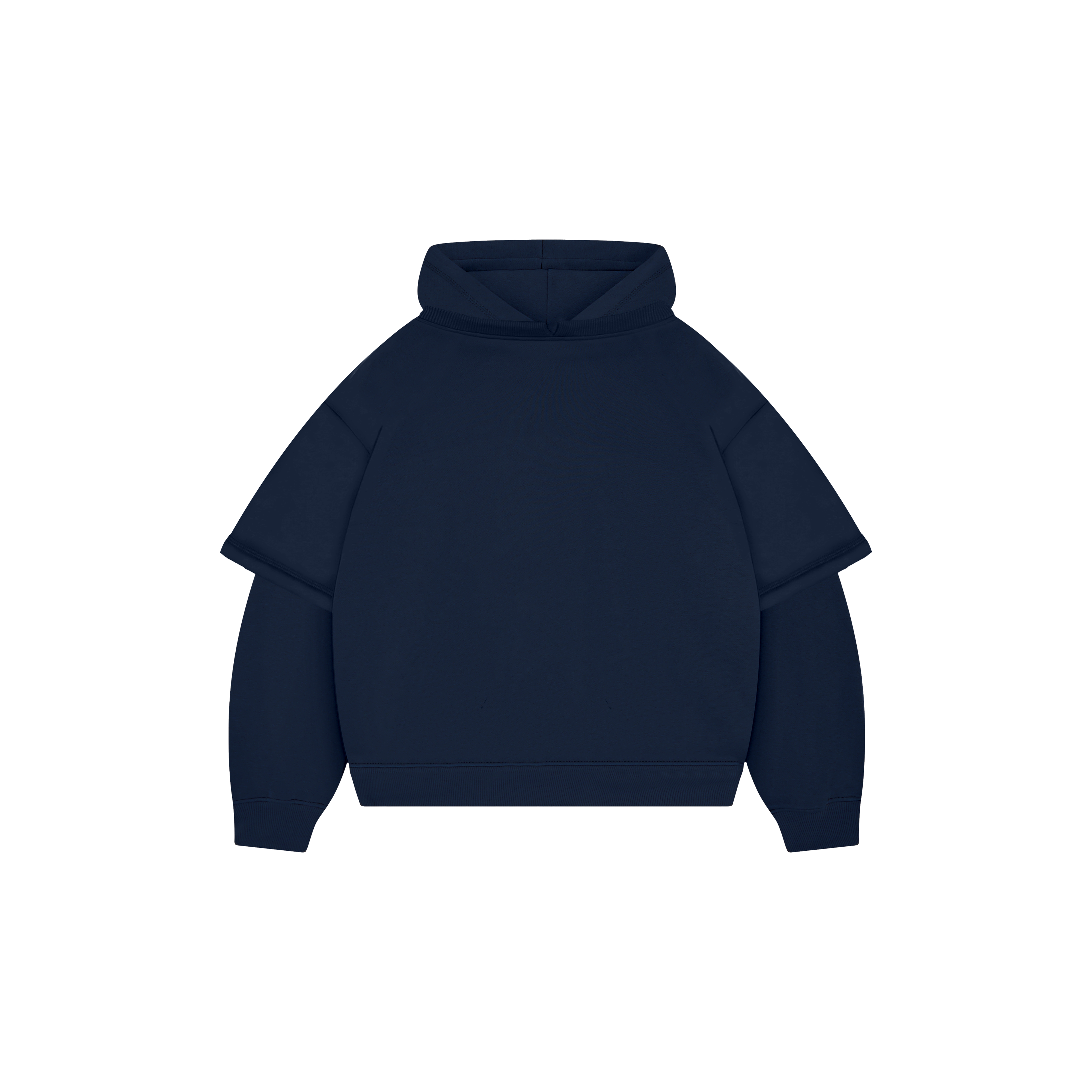 Felpa con cappuccio a doppia manica blu navy