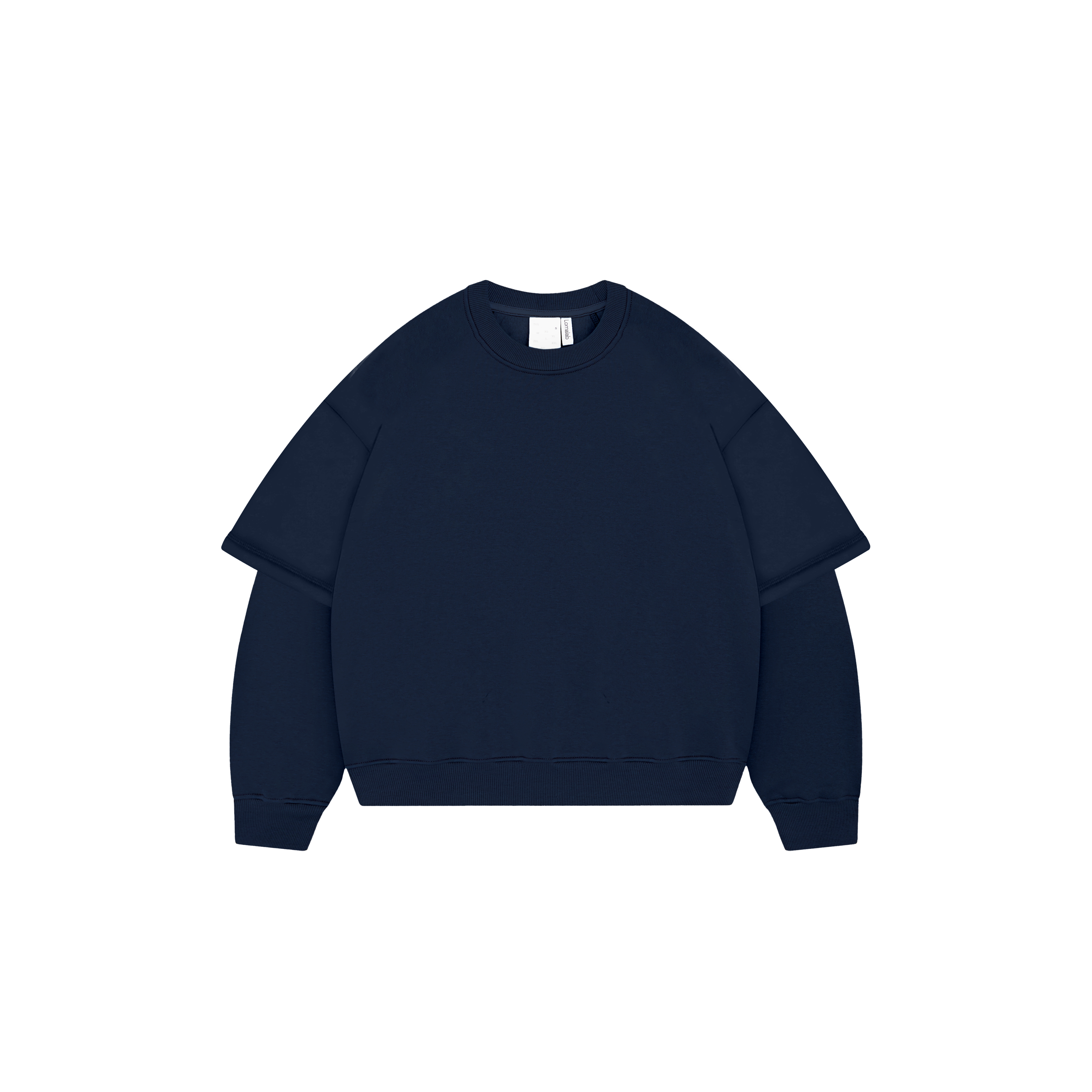 Maglia girocollo a doppia manica blu navy
