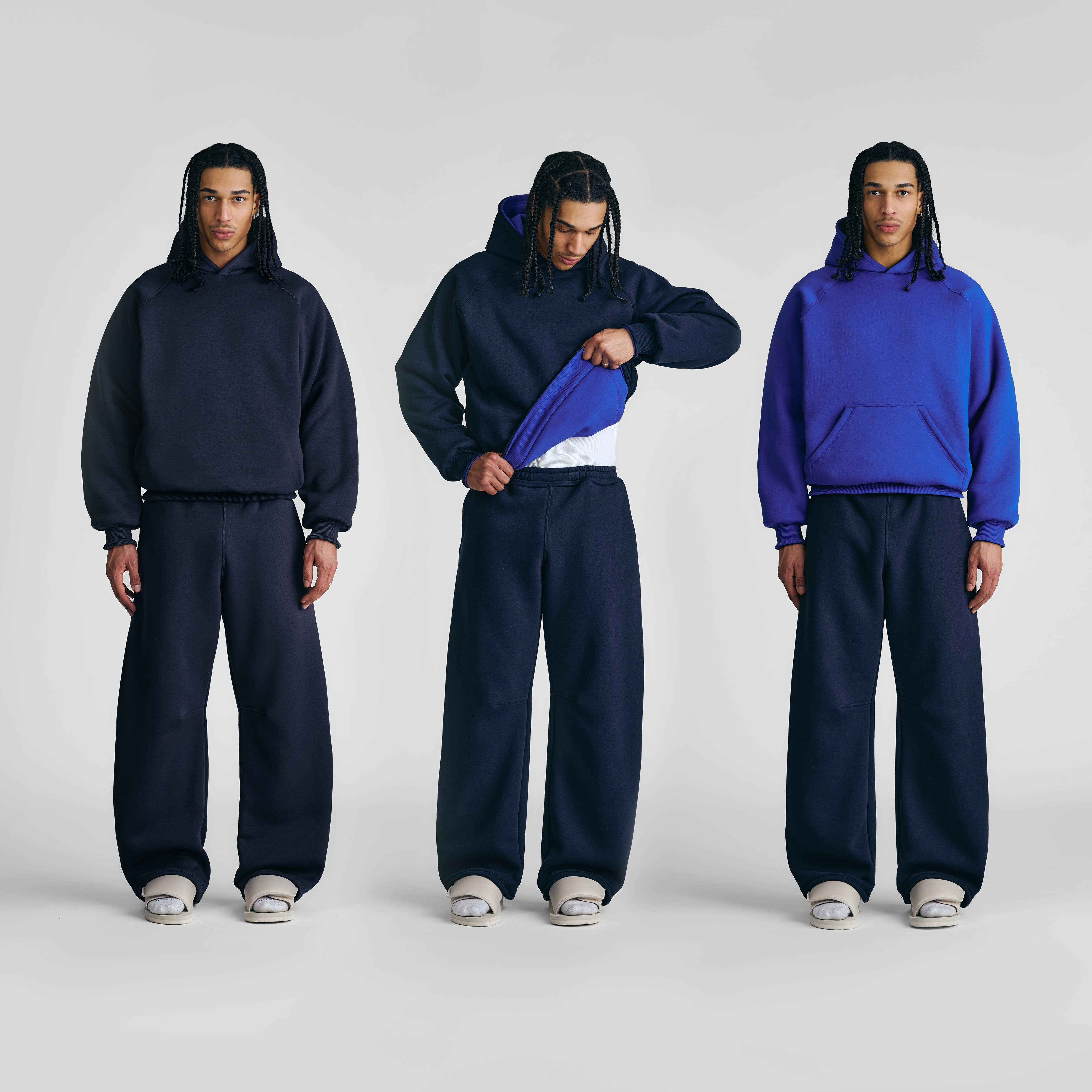 Navy Blue & Royal Blue Double Face Hoodie