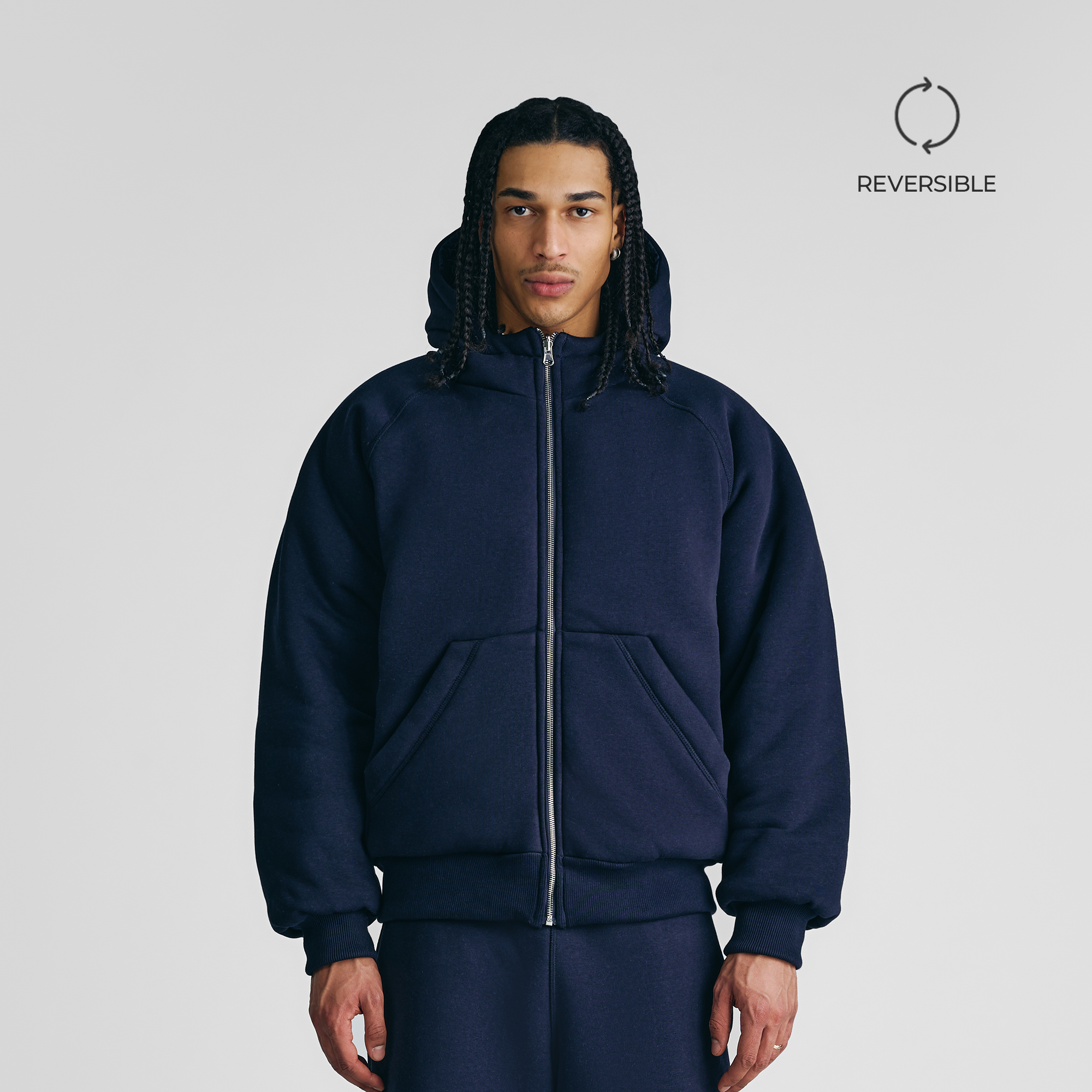 Giacca imbottita con cappuccio 2 in 1 blu navy