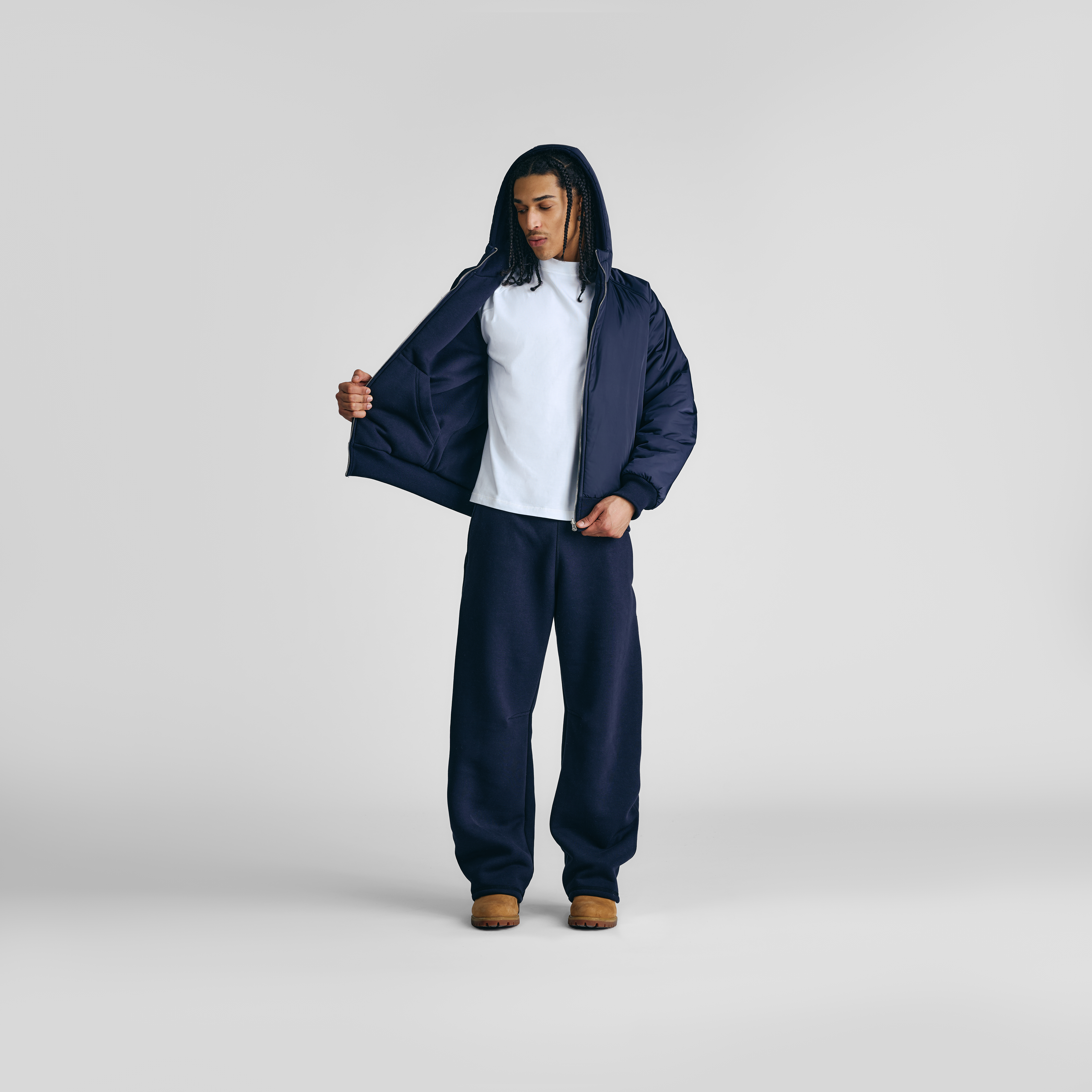 Giacca imbottita con cappuccio 2 in 1 blu navy