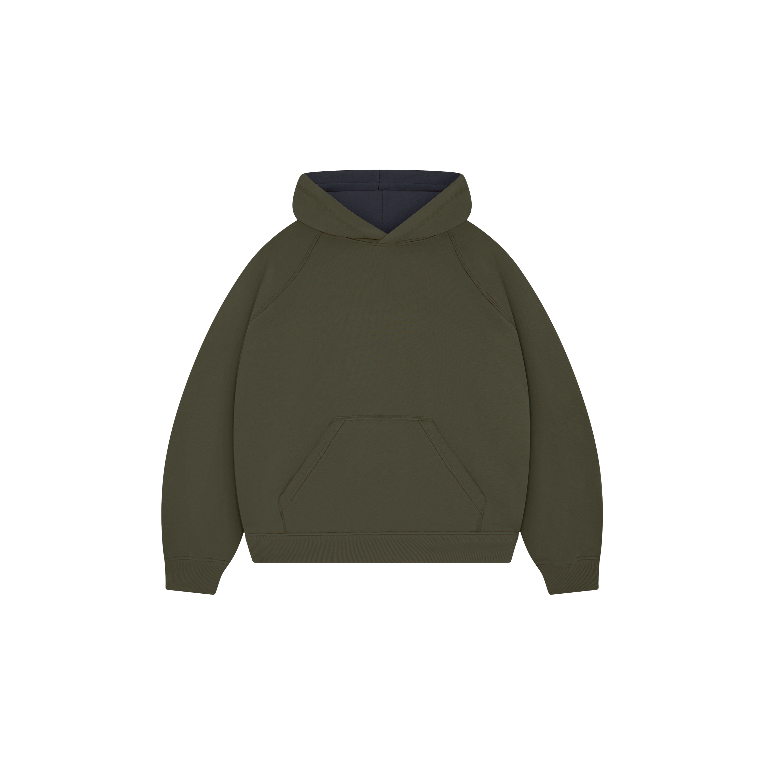 Anthracite & Military Green Double Face Hoodie