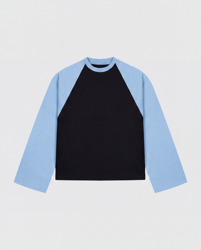 BASEBALL LONGSLEEVE - LIGHT BLUE/BLACK