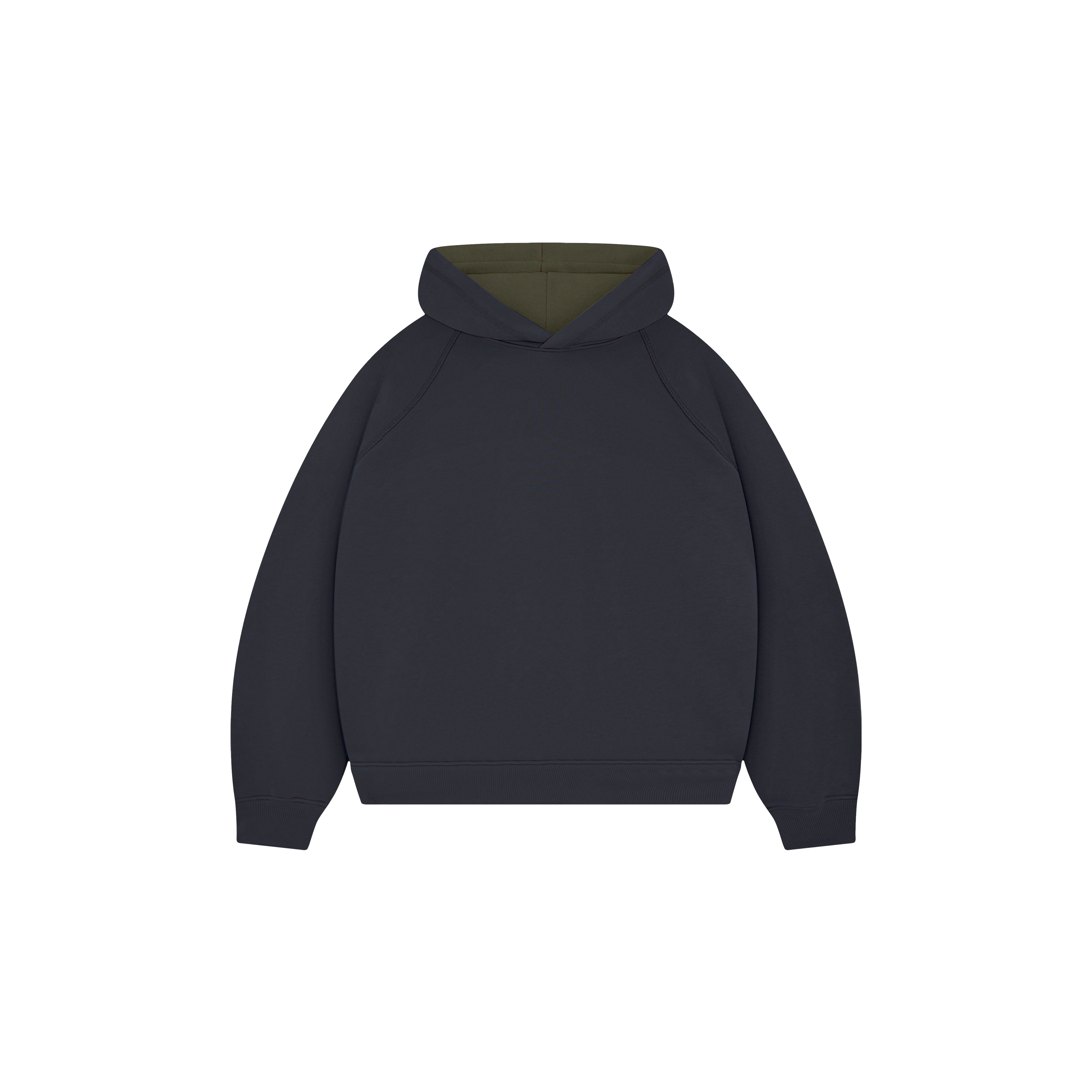 Anthracite & Military Green Double Face Hoodie