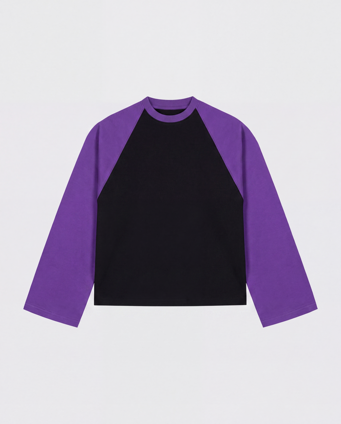 BASEBALL LONGSLEEVE - PURPLE/BLACK