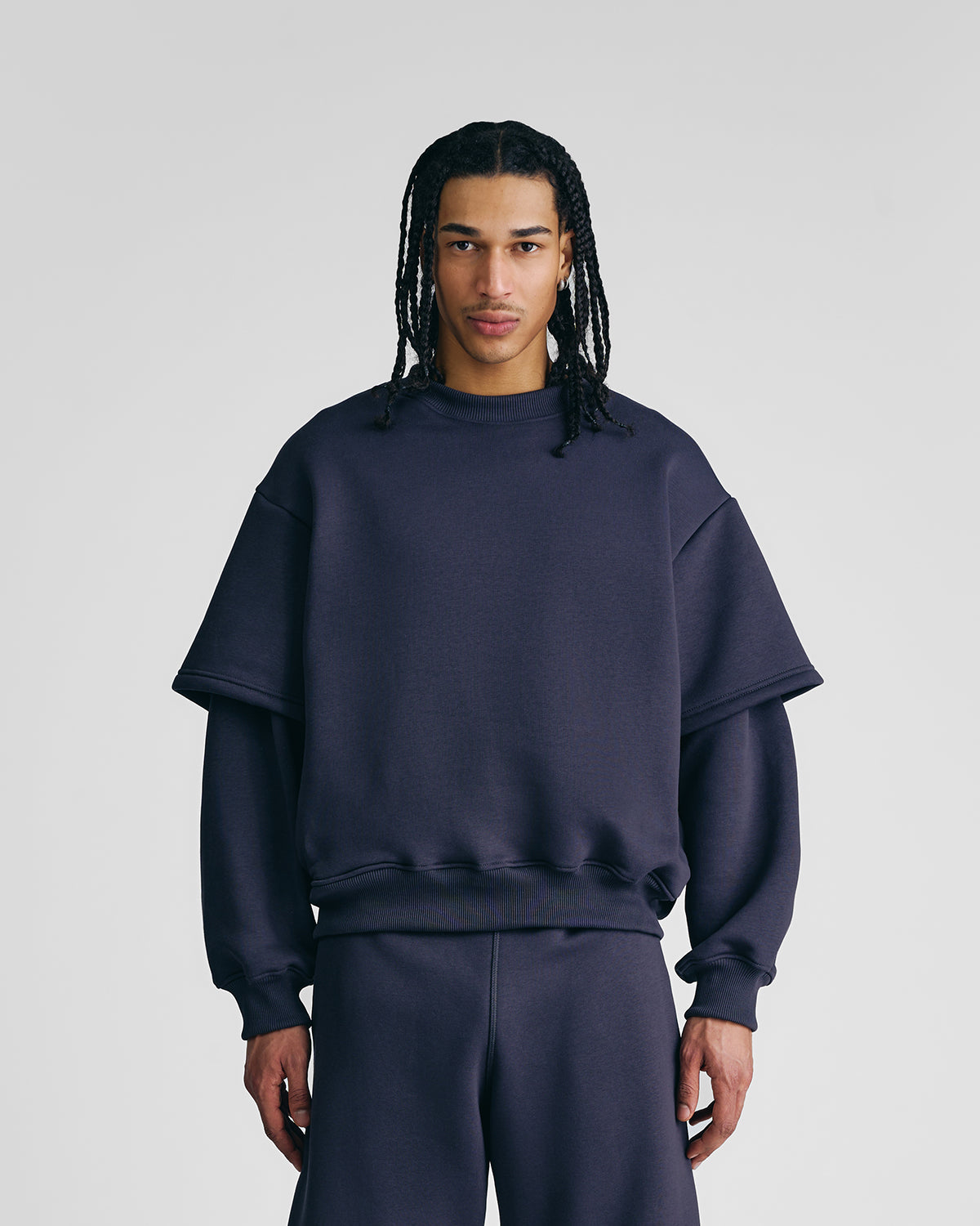 Anthracite Double-Sleeve Crewneck
