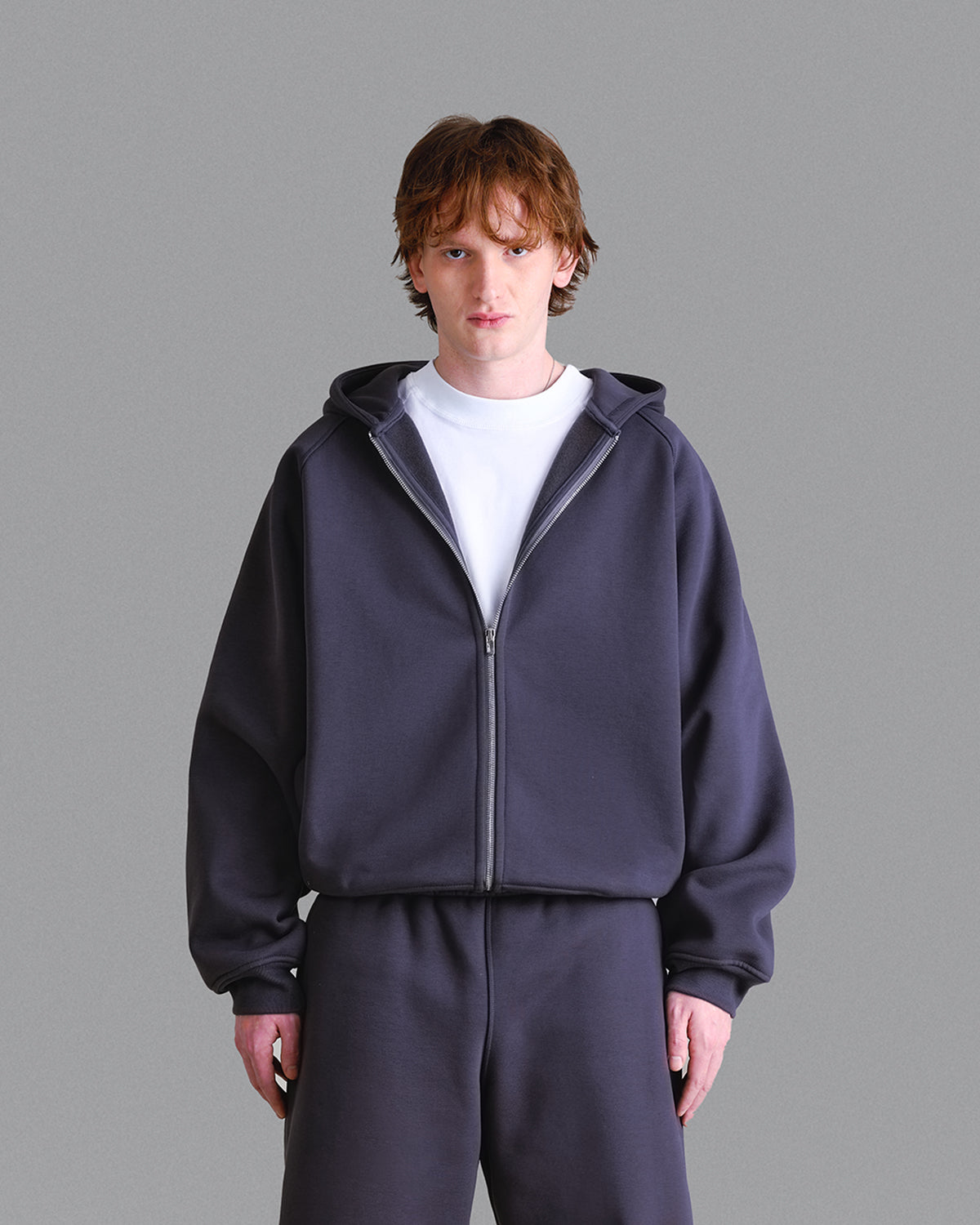 Premium 500gsm Anthracite Zip Hoodie