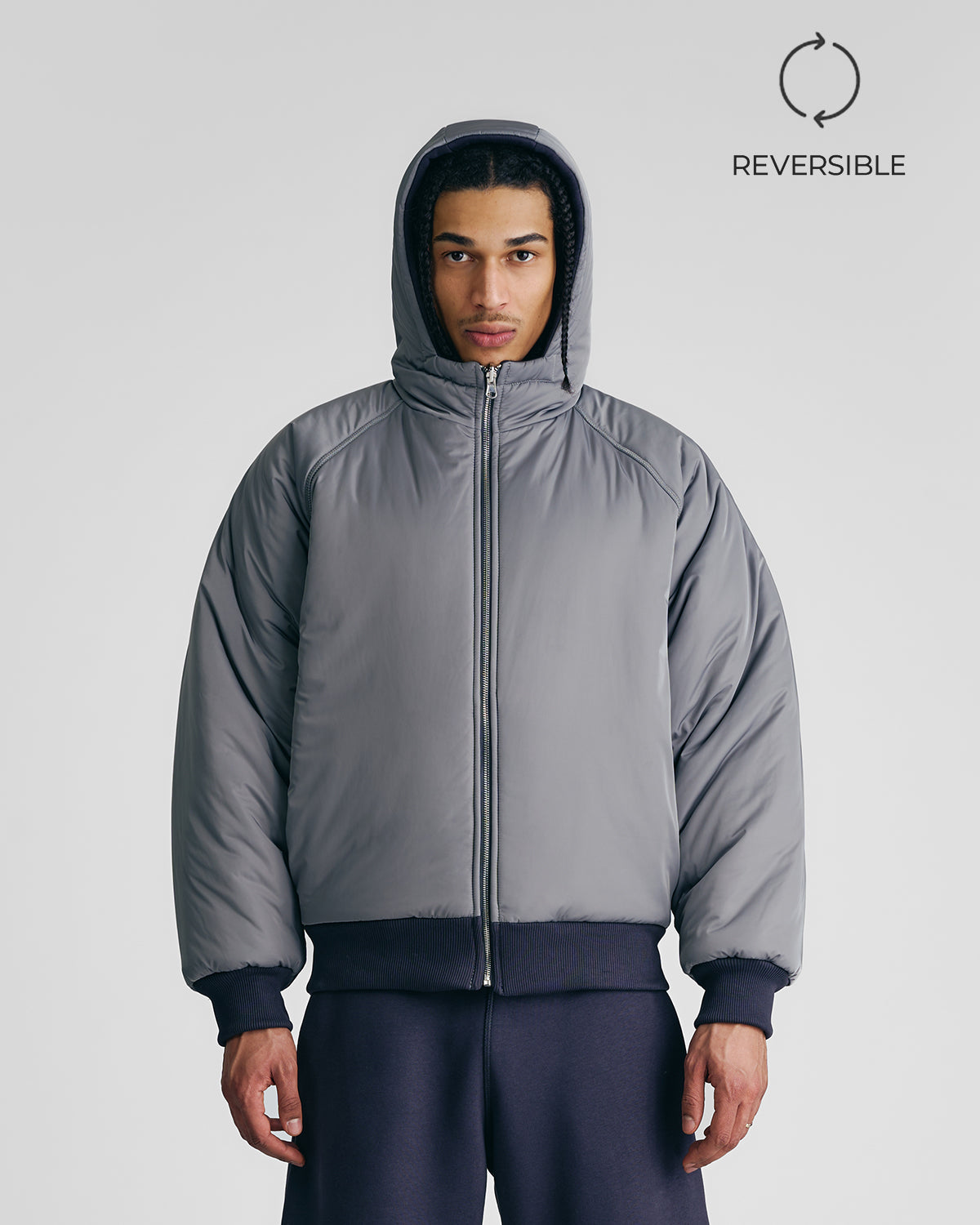 Anthracite 2-in-1 Padded Hoodie Jacket