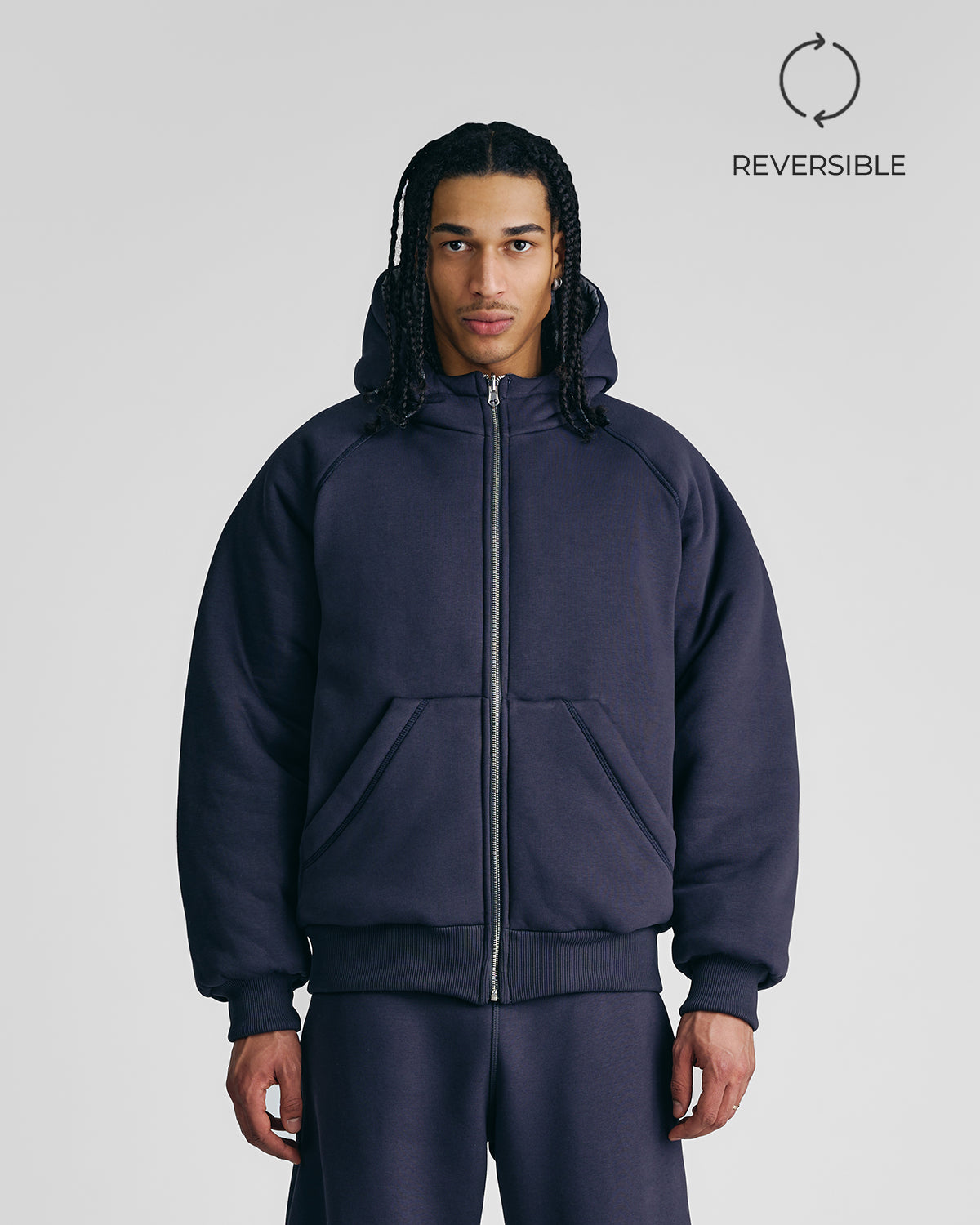 Giacca imbottita con cappuccio 2 in 1 blu navy