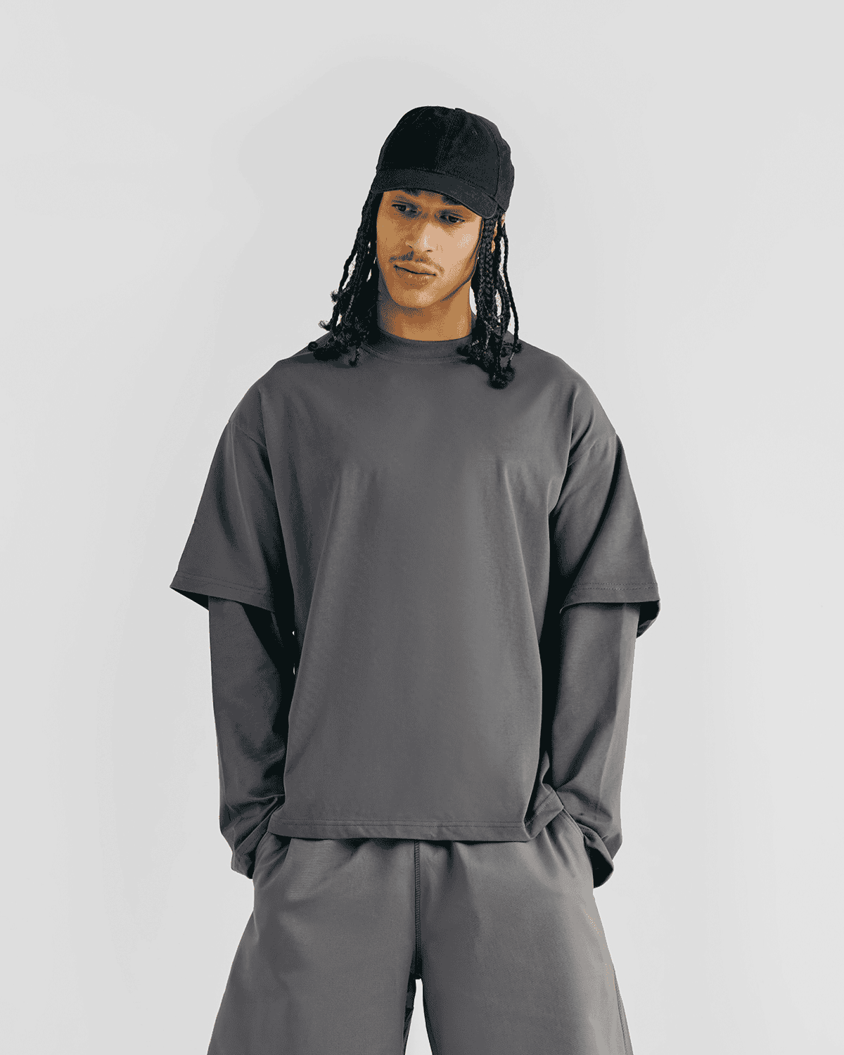 Everyday Anthracite Double-sleeve Tee