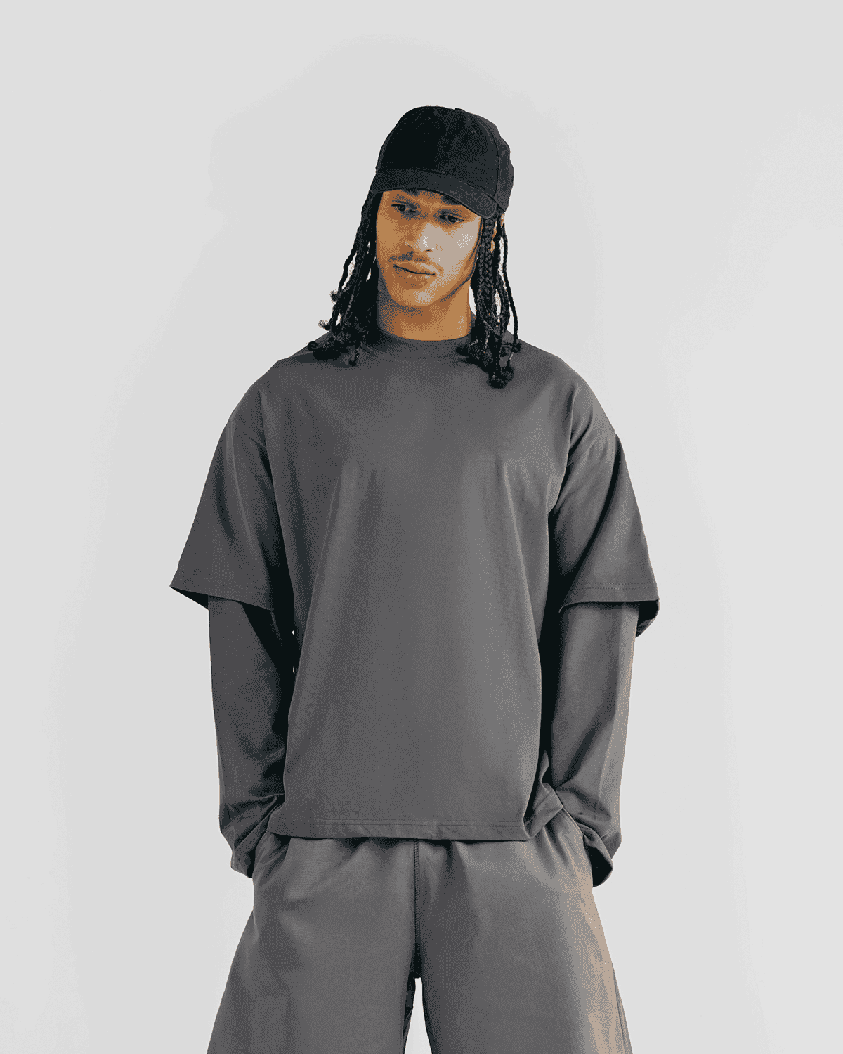Everyday Anthracite Double-sleeve Tee