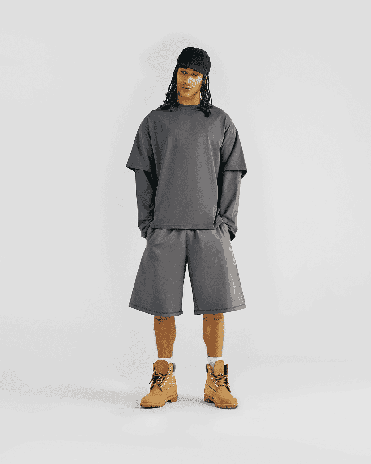 Everyday Anthracite Double-sleeve Tee