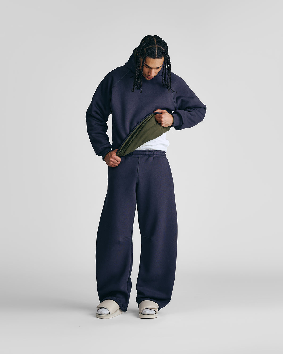 Anthracite & Military Green Double Face Hoodie