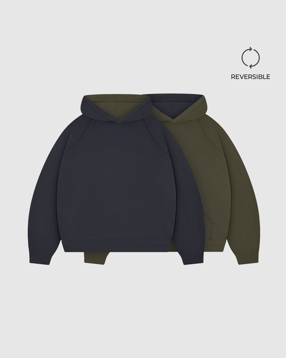 Anthracite & Military Green Double Face Hoodie