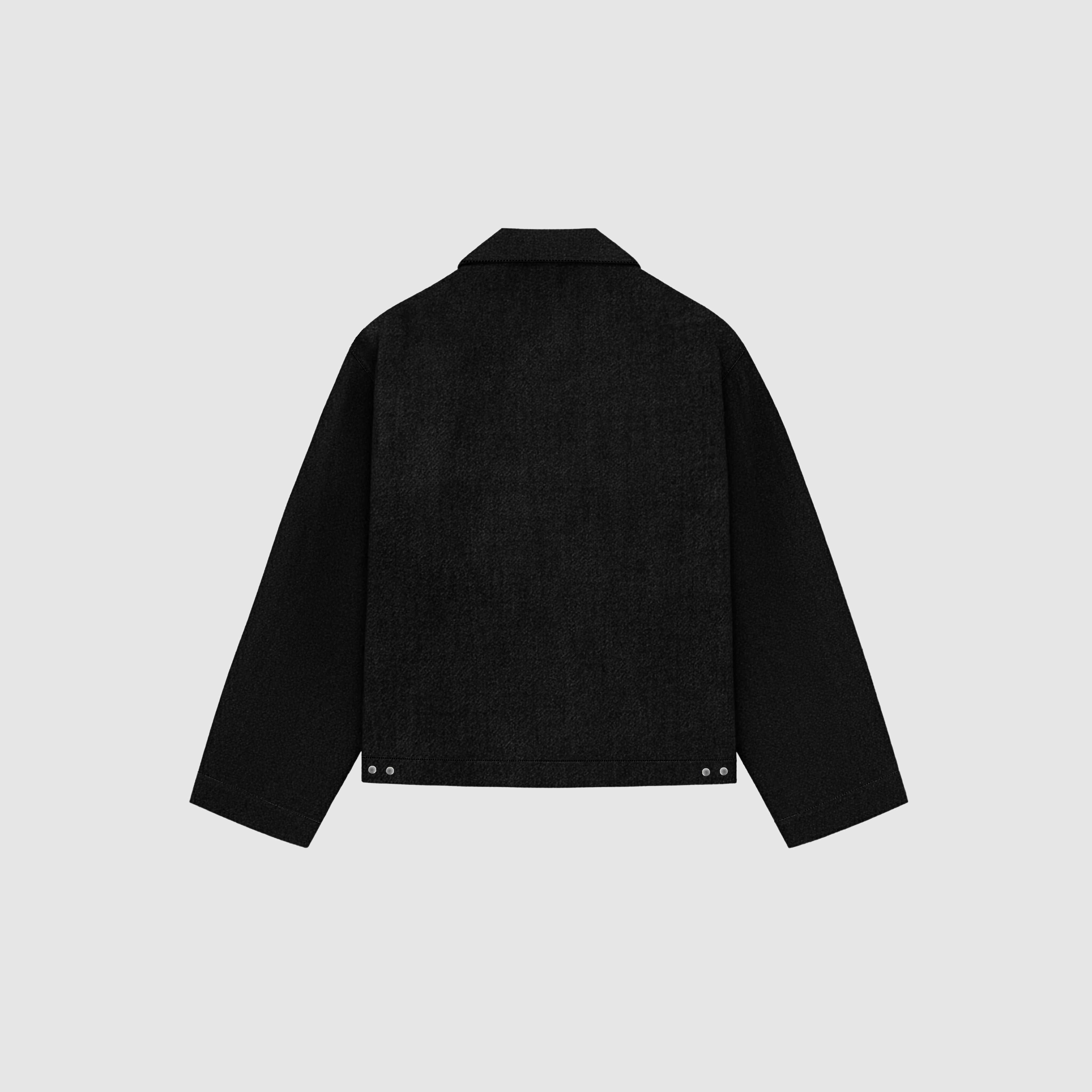 Raw Denim Clasp Work Jacket - Jet Black
