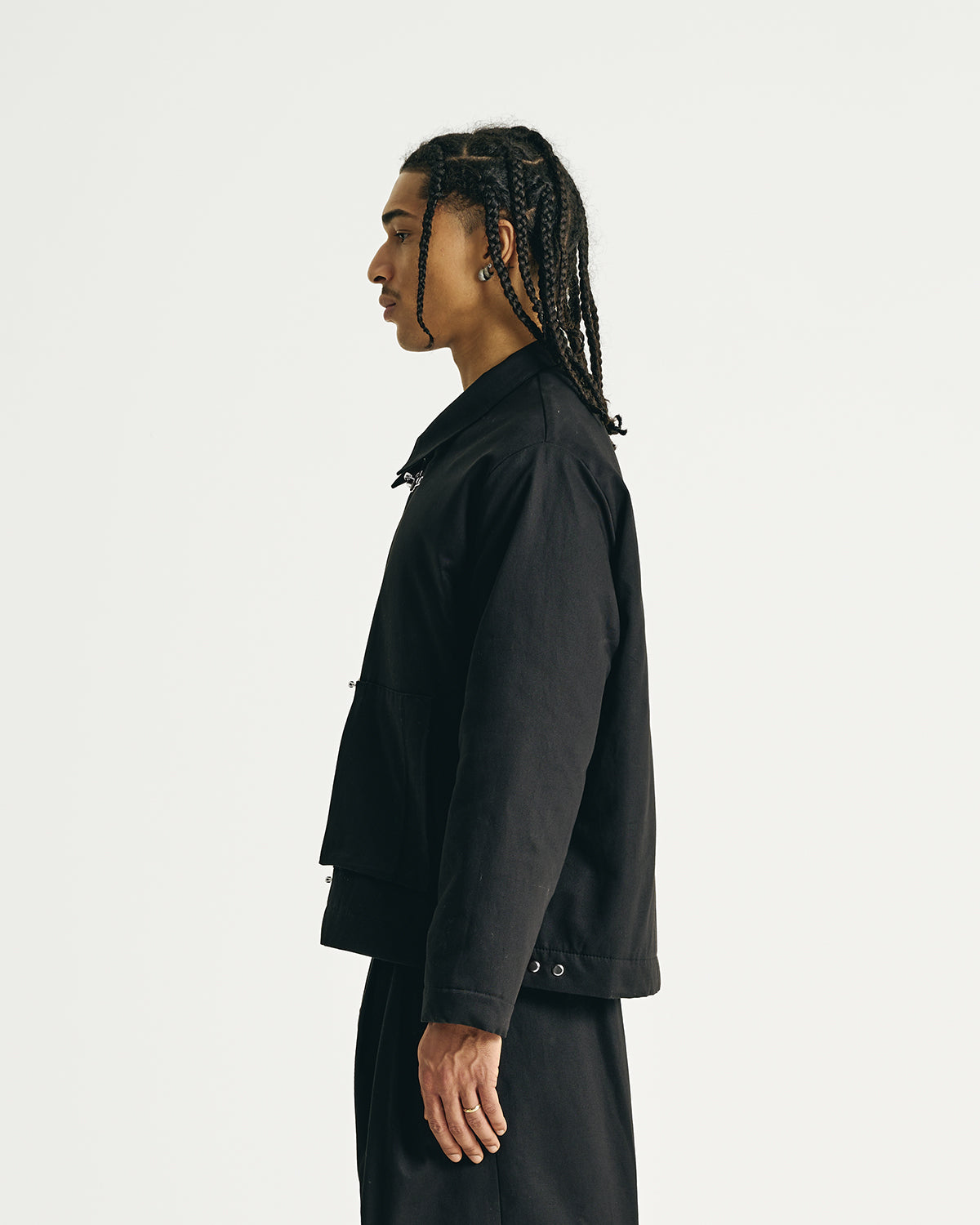 Padded Clasp Work Jacket - Jet Black