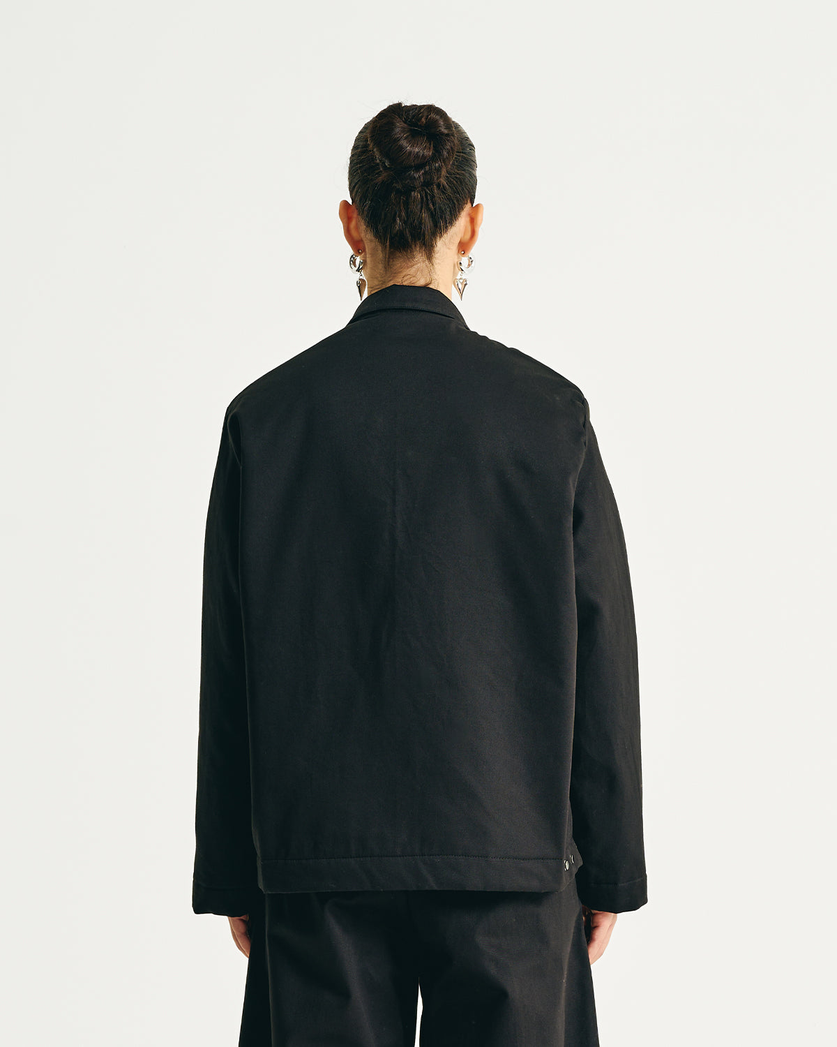 Padded Clasp Work Jacket - Jet Black