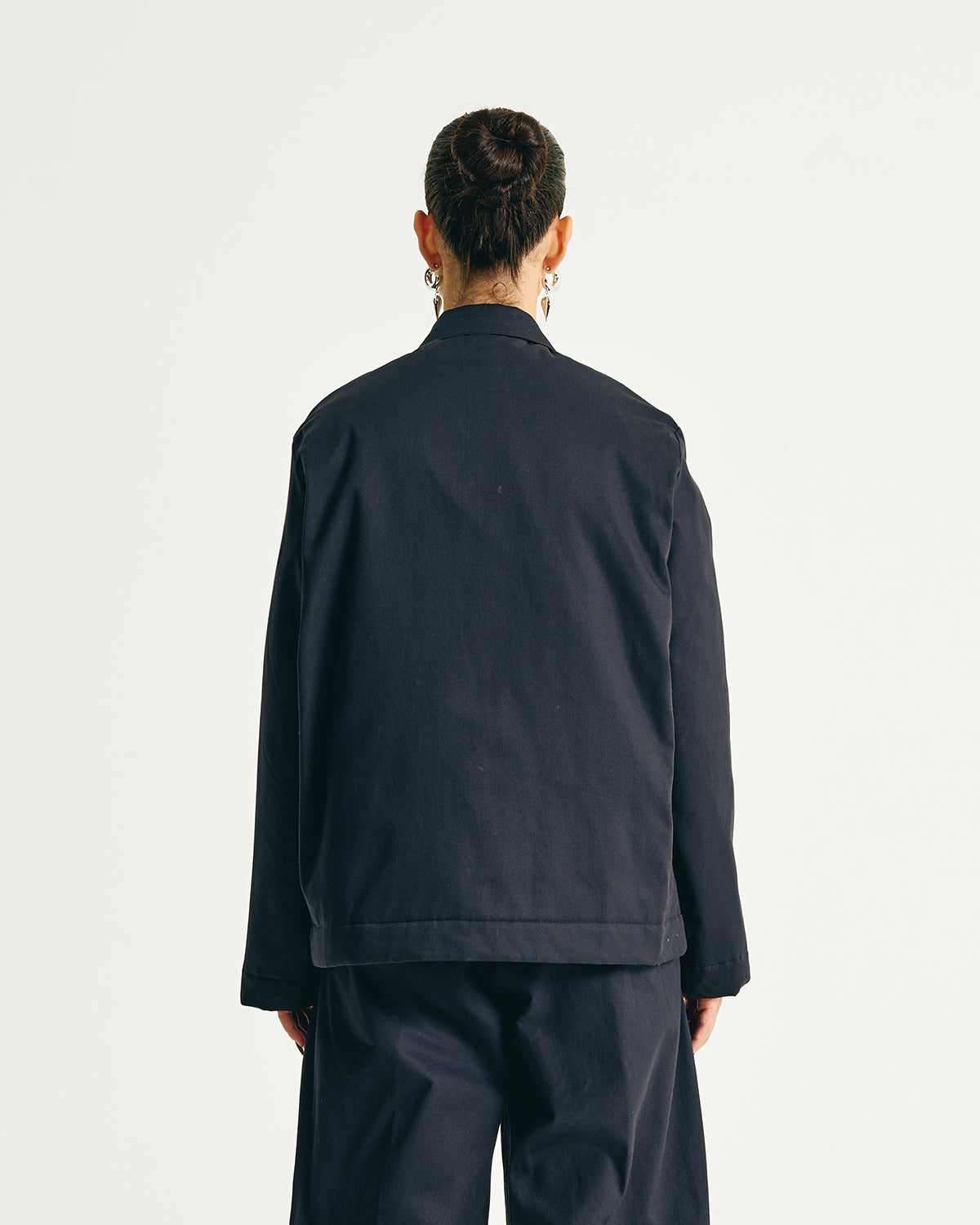 Padded Clasp Work Jacket - Navy Blue