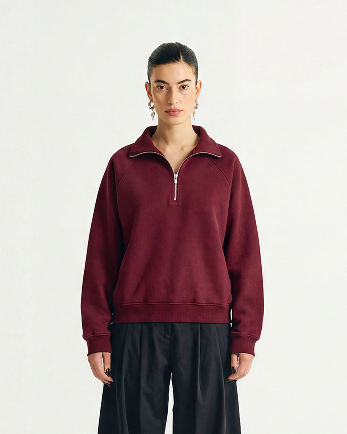 EVERYDAY CHERRY RED HALF ZIP HOODIE