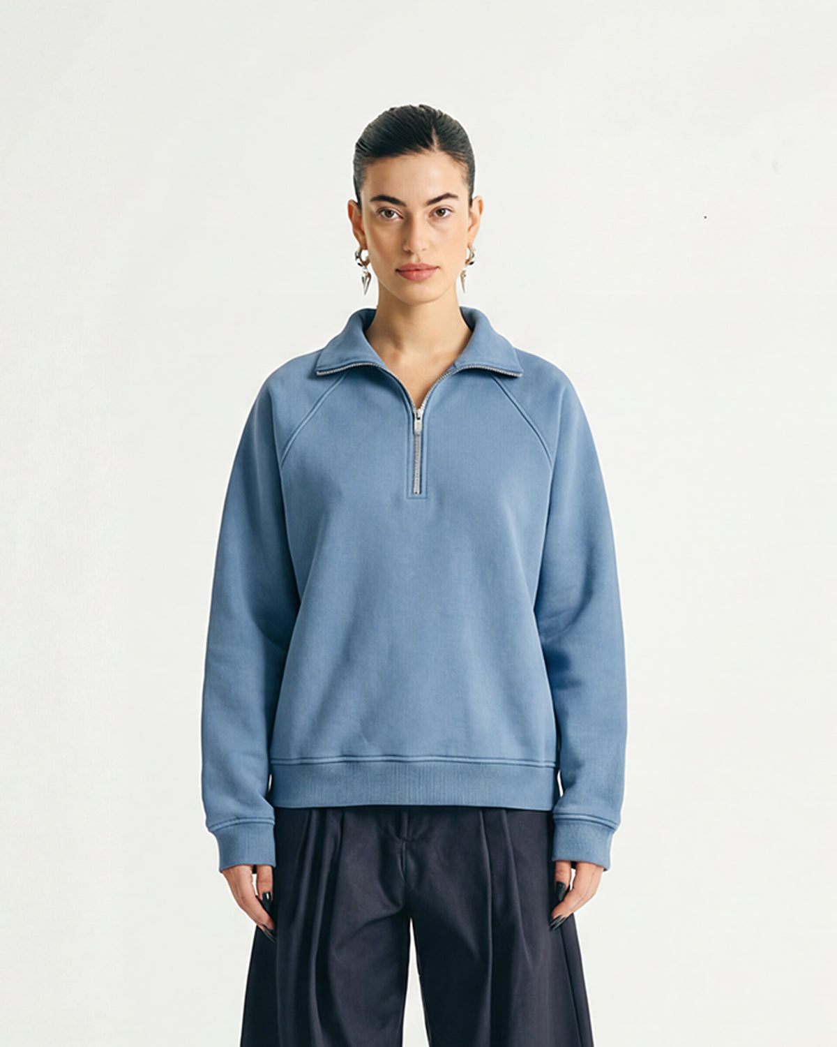 EVERYDAY CLOUDY BLUE HALF ZIP HOODIE