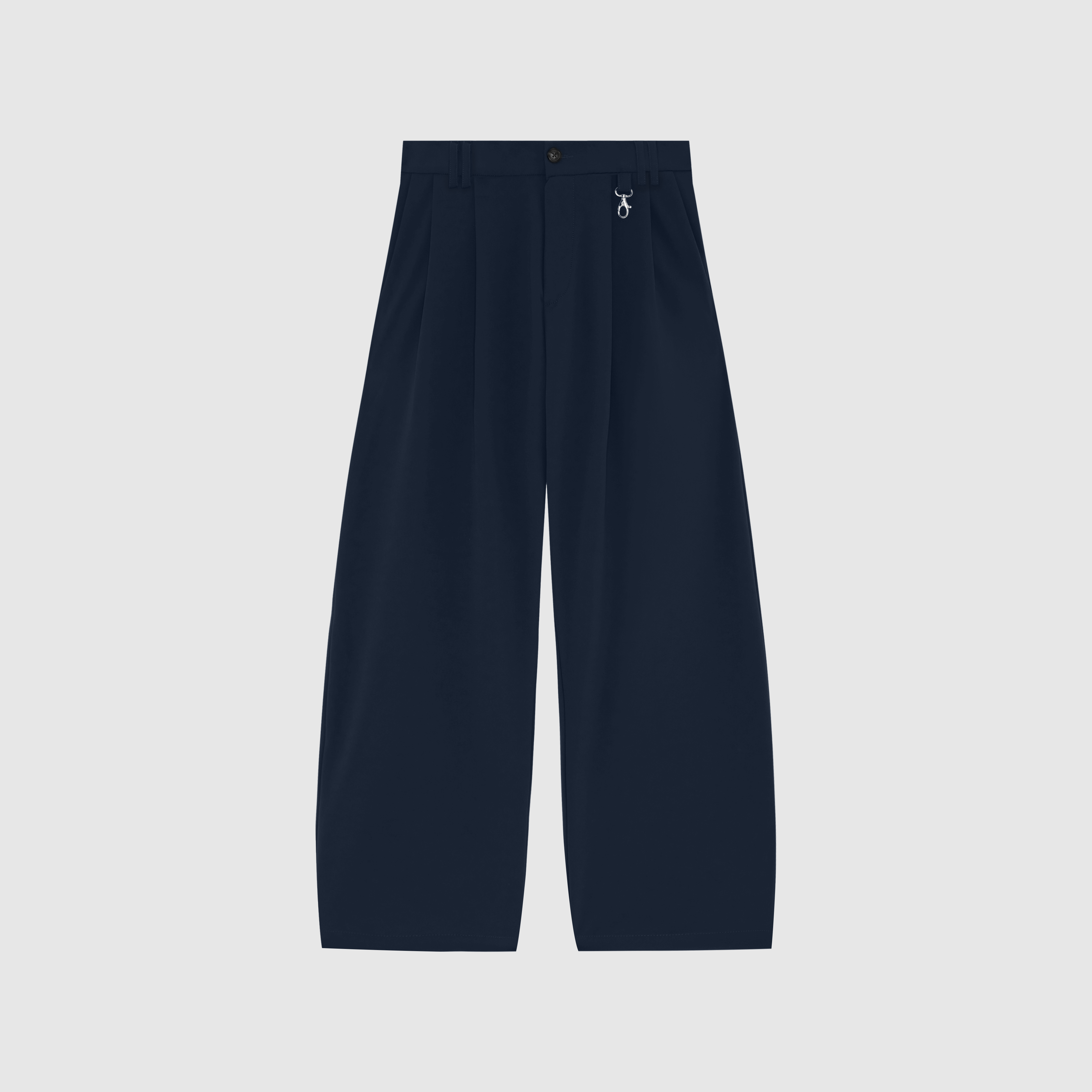 Canvas Pleated Pants - Navy Blue