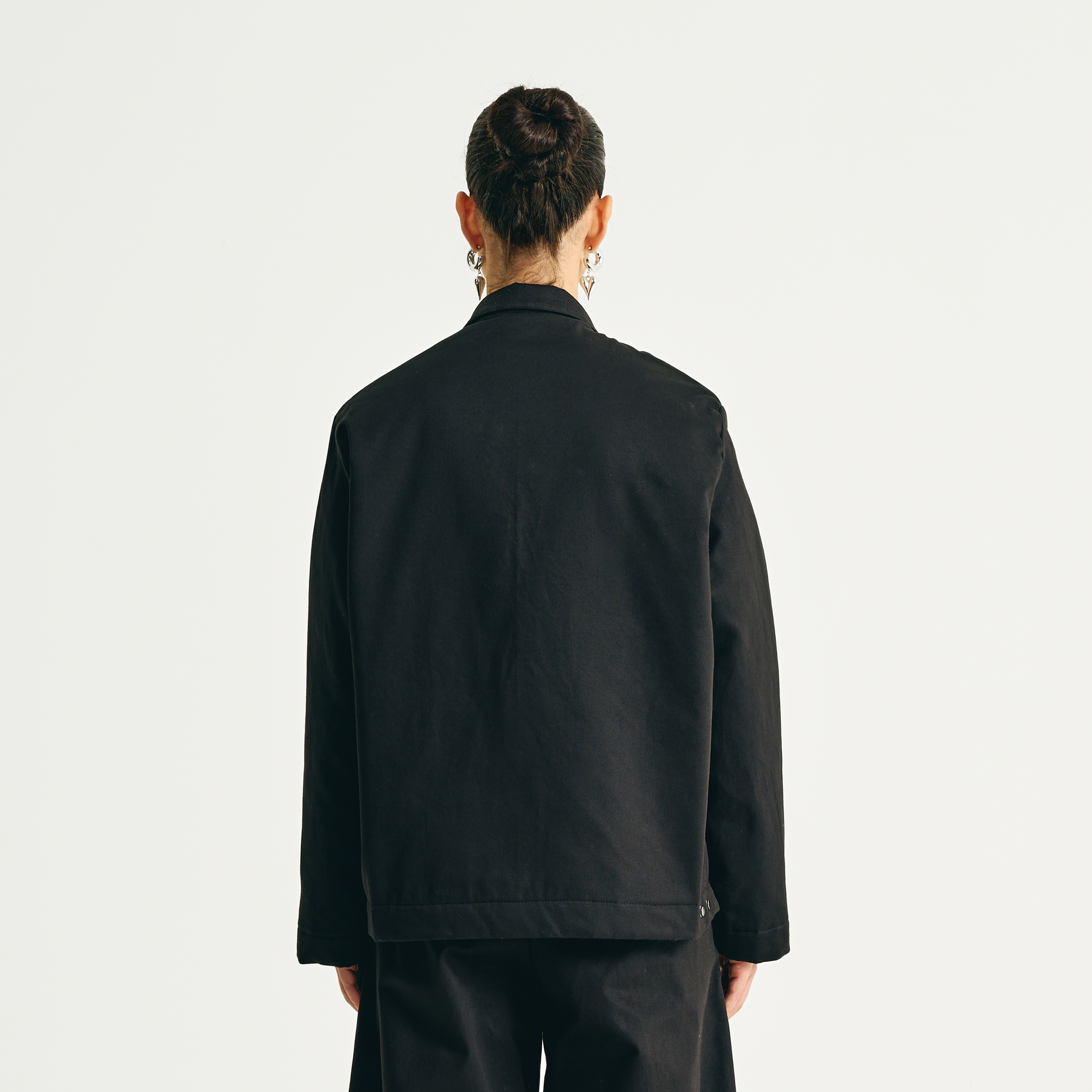 Padded Clasp Work Jacket - Jet Black