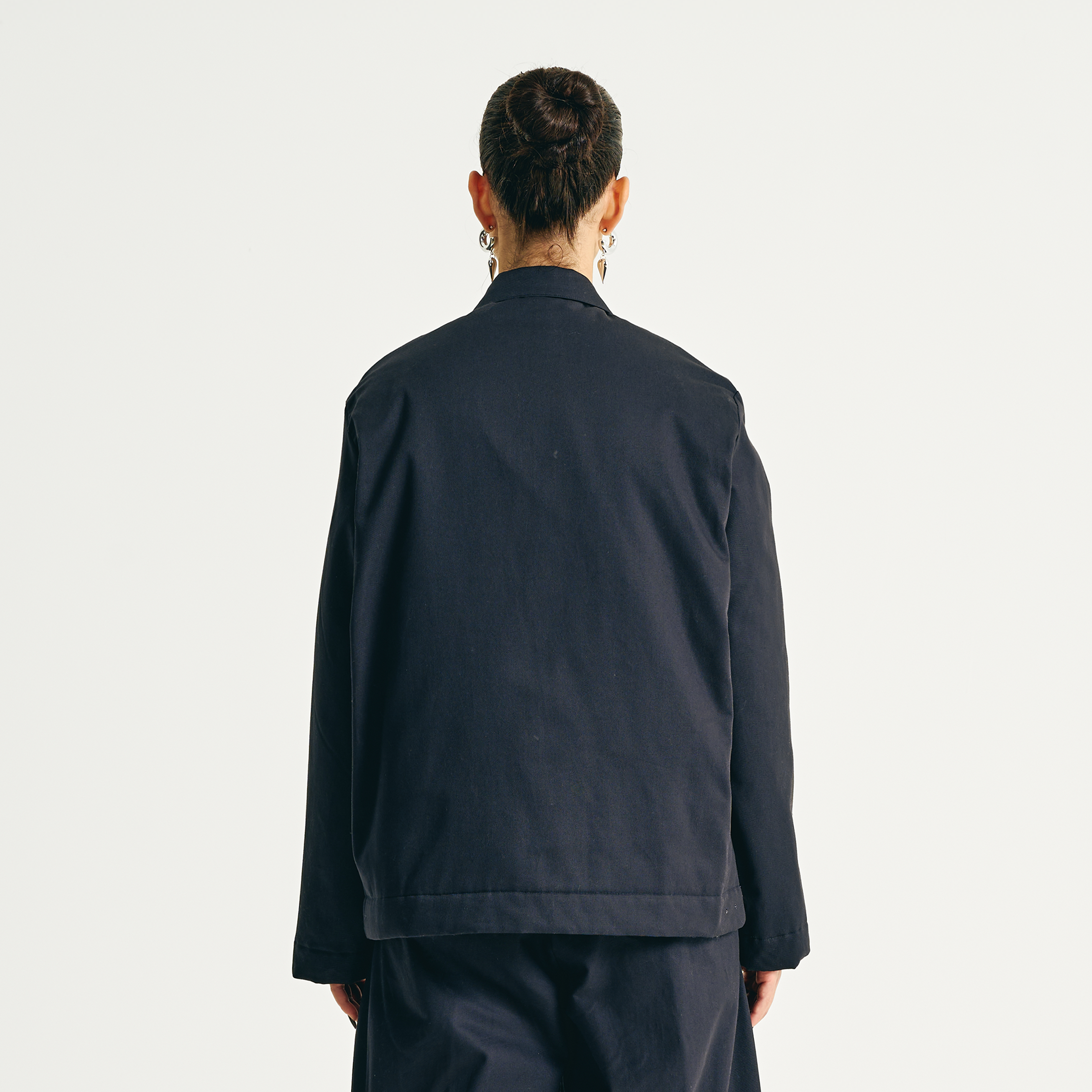 Padded Clasp Work Jacket - Navy Blue