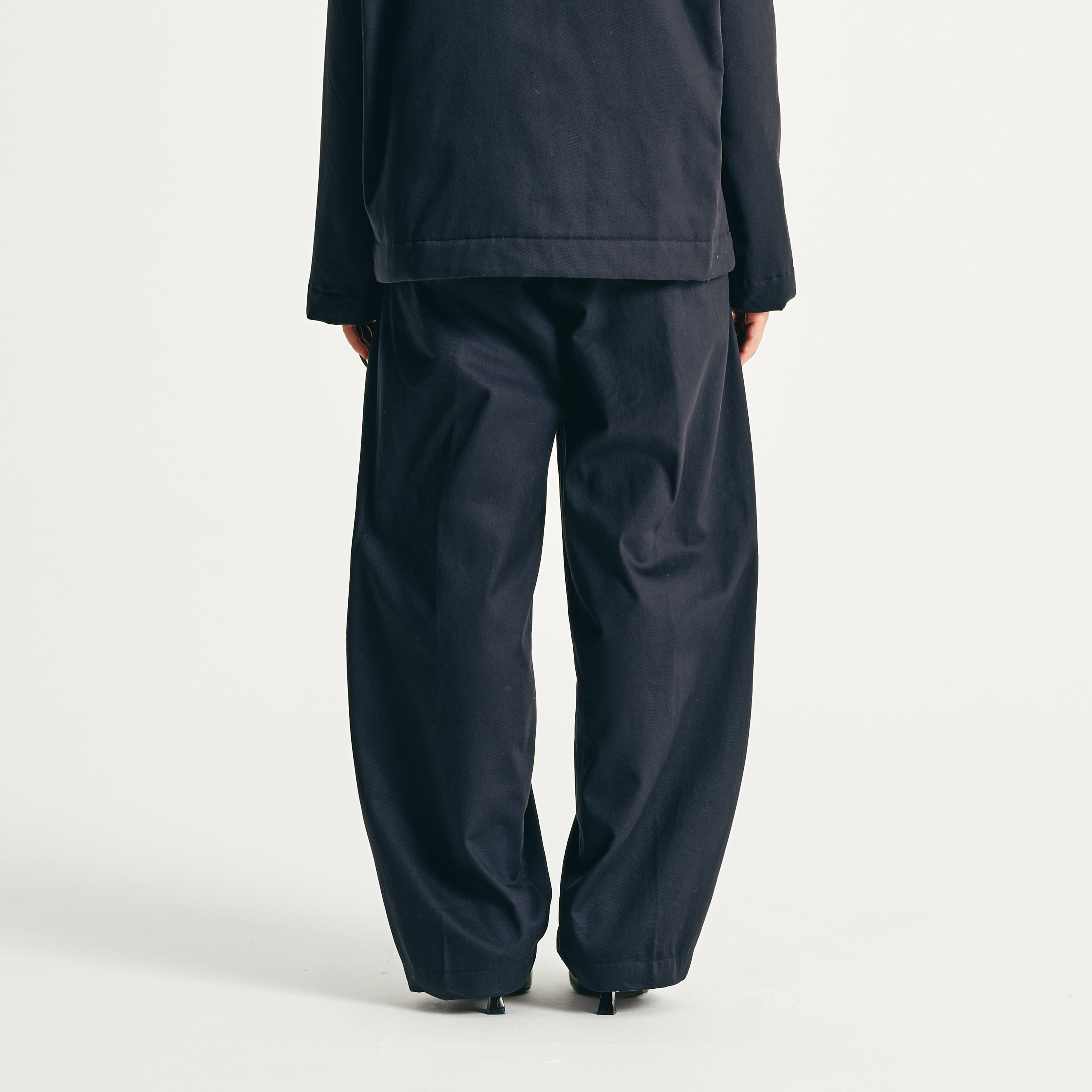 Canvas Pleated Pants - Navy Blue