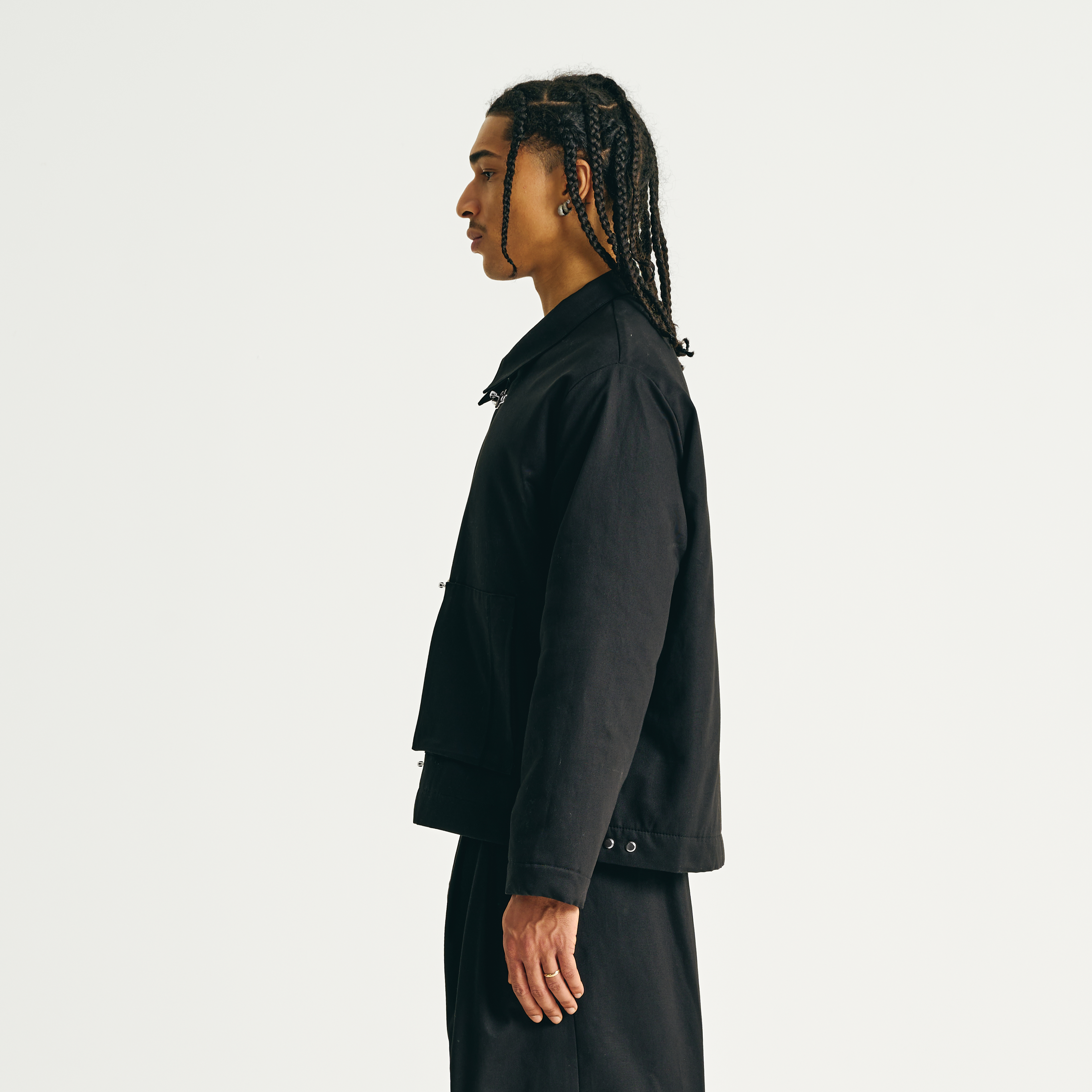 Padded Clasp Work Jacket - Jet Black