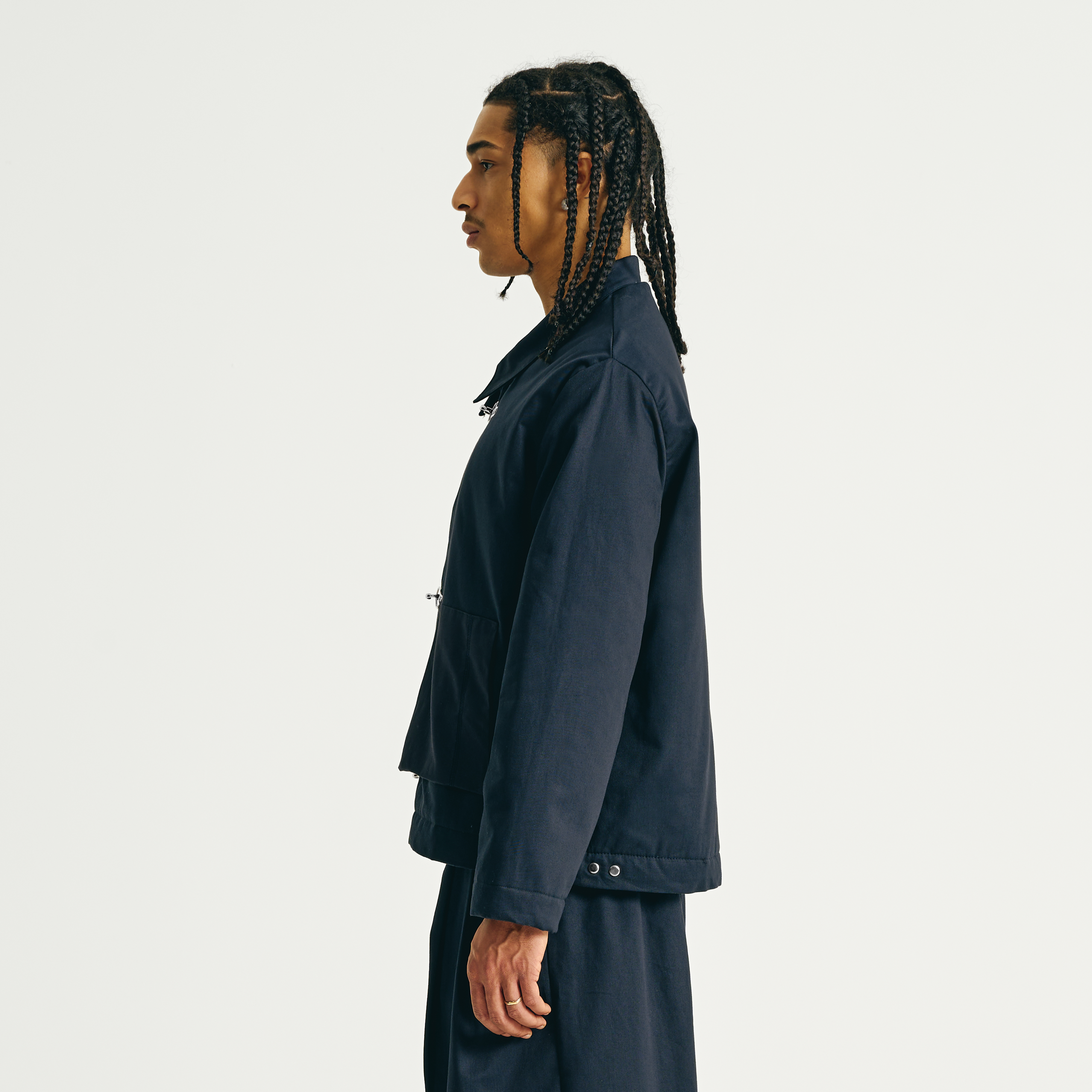 Padded Clasp Work Jacket - Navy Blue