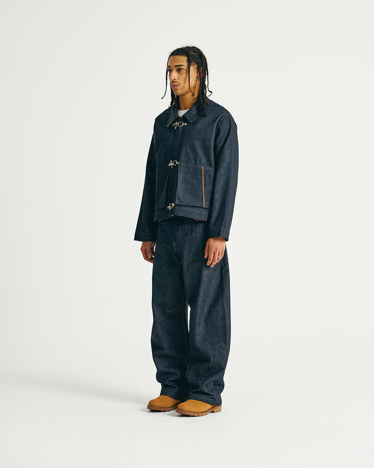 Raw Denim Clasp Work Jacket - Indigo