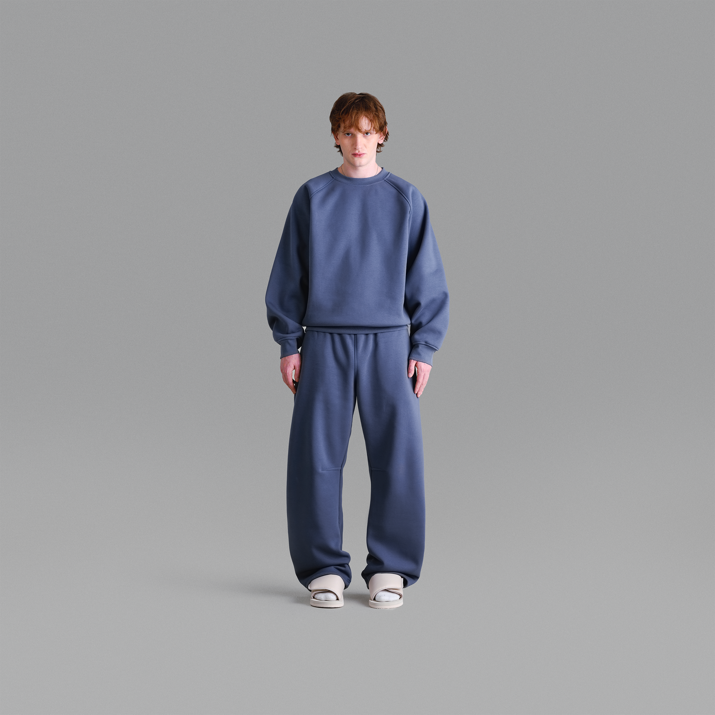 Maglia girocollo blu polvere Premium da 500 g/m²