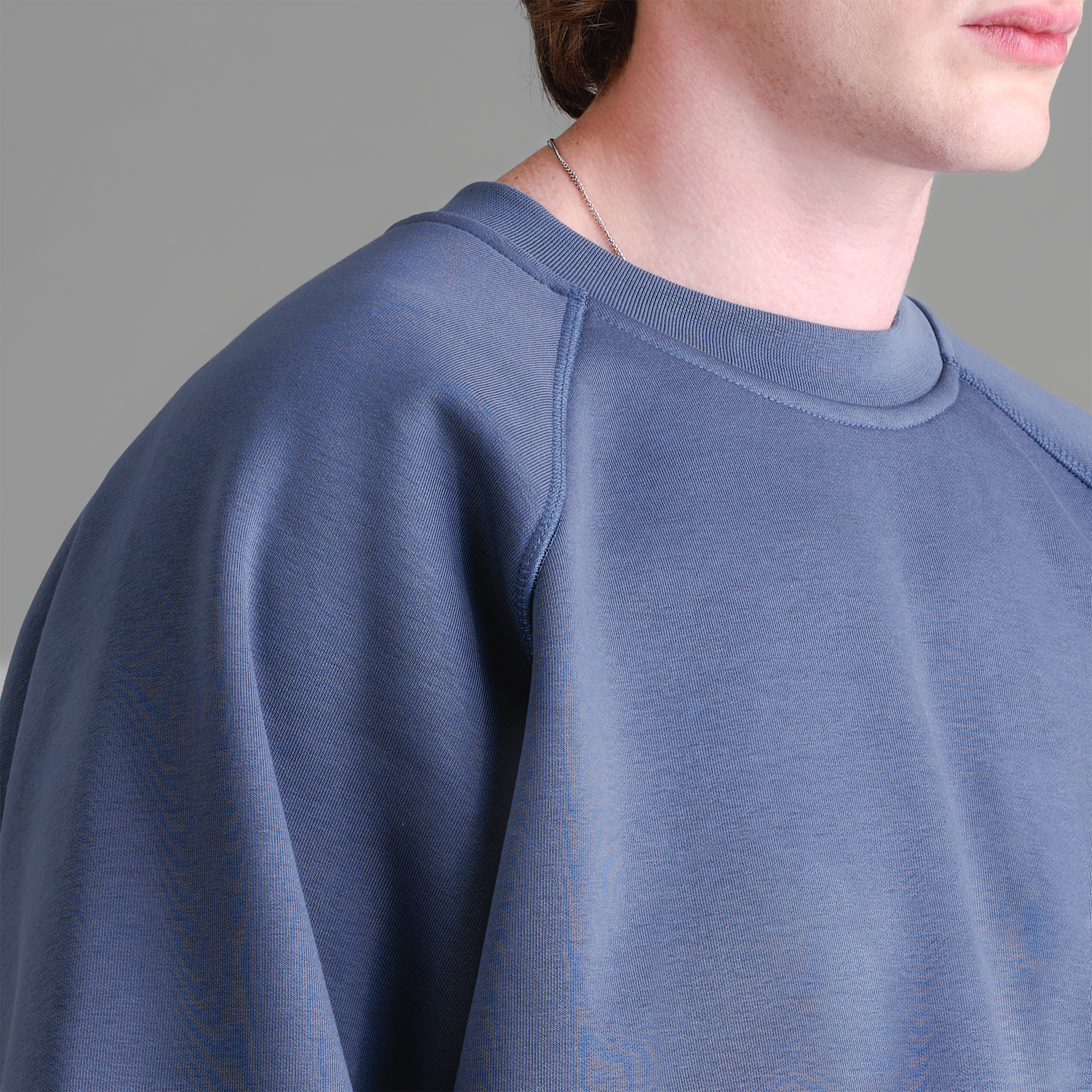 Maglia girocollo blu polvere Premium da 500 g/m²