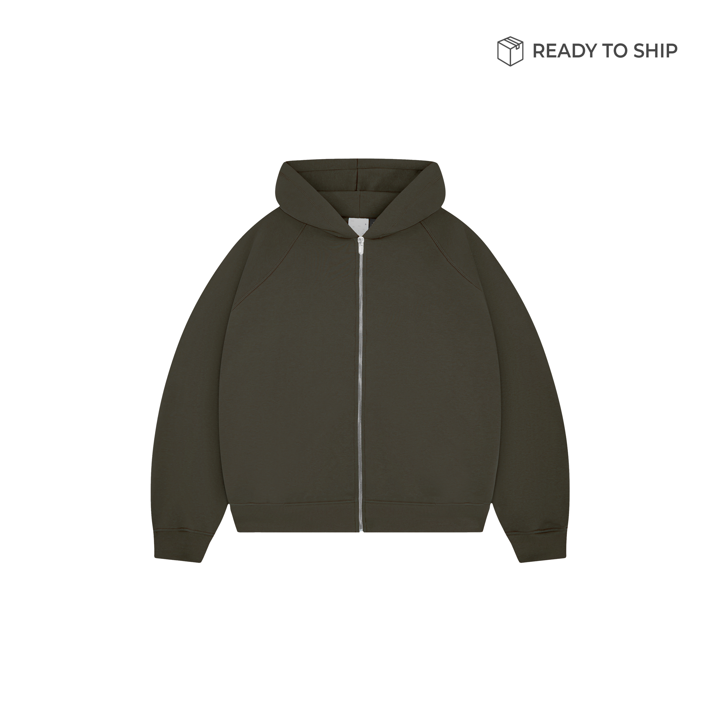 Premium 500gsm Military Green Zip Hoodie