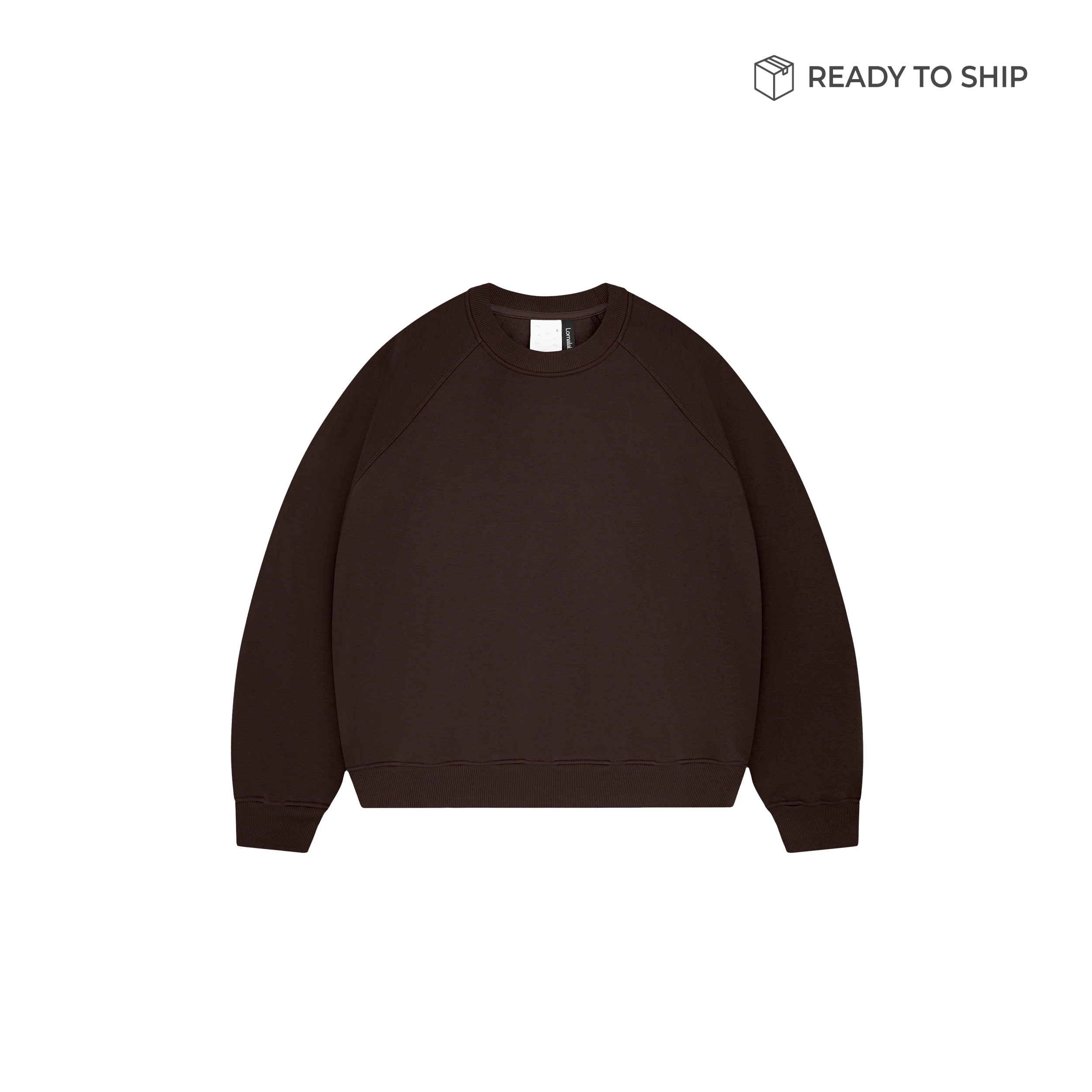 Maglia girocollo marrone moka premium da 500 g/m²