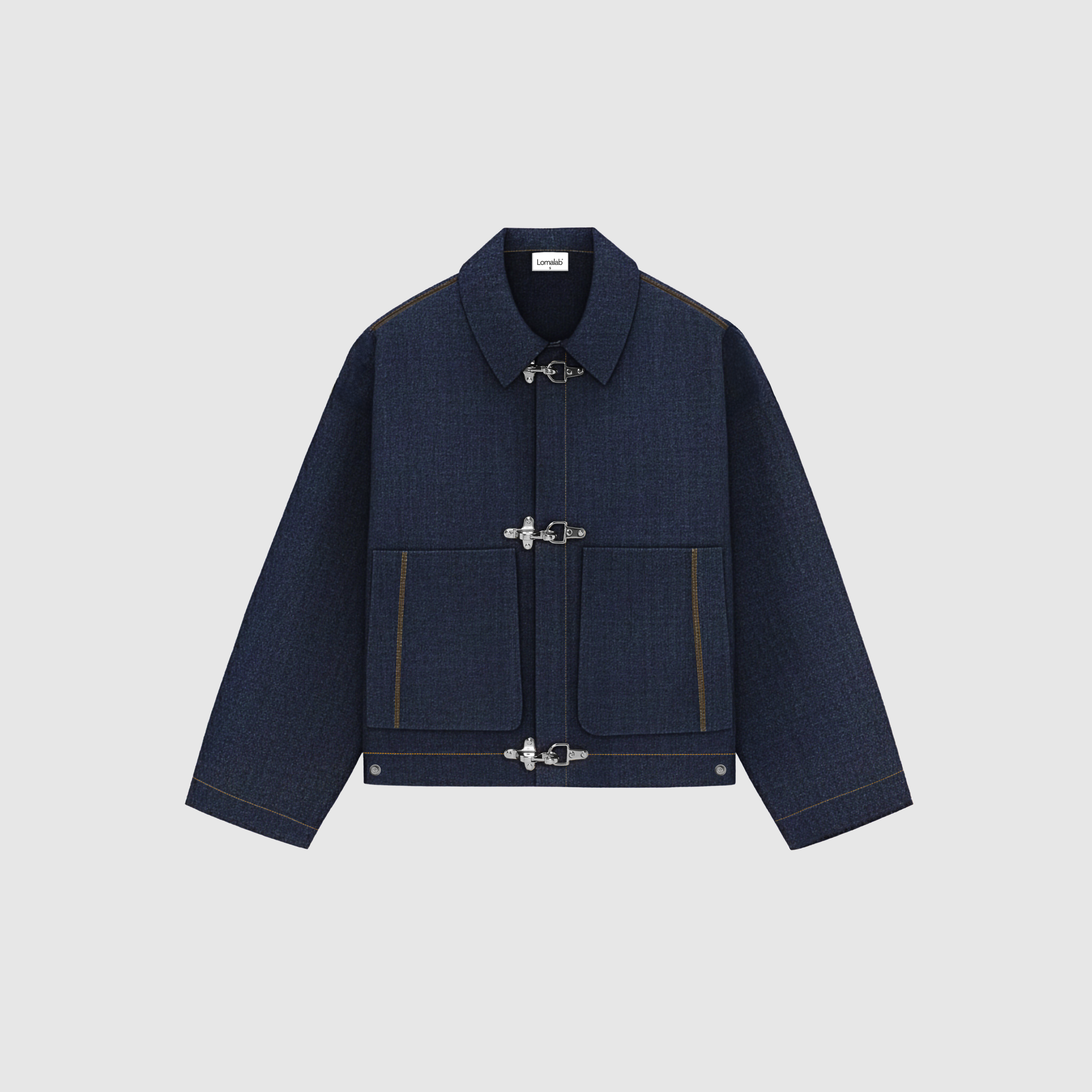 Raw Denim Clasp Work Jacket - Indigo
