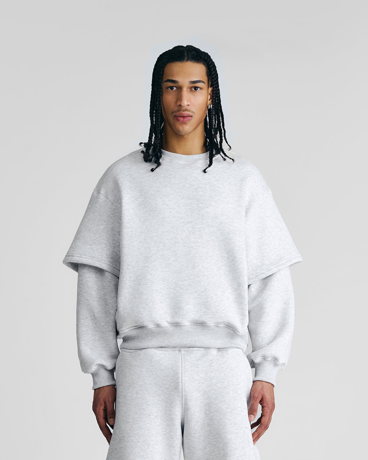 Gym Grey Double-Sleeve Crewneck